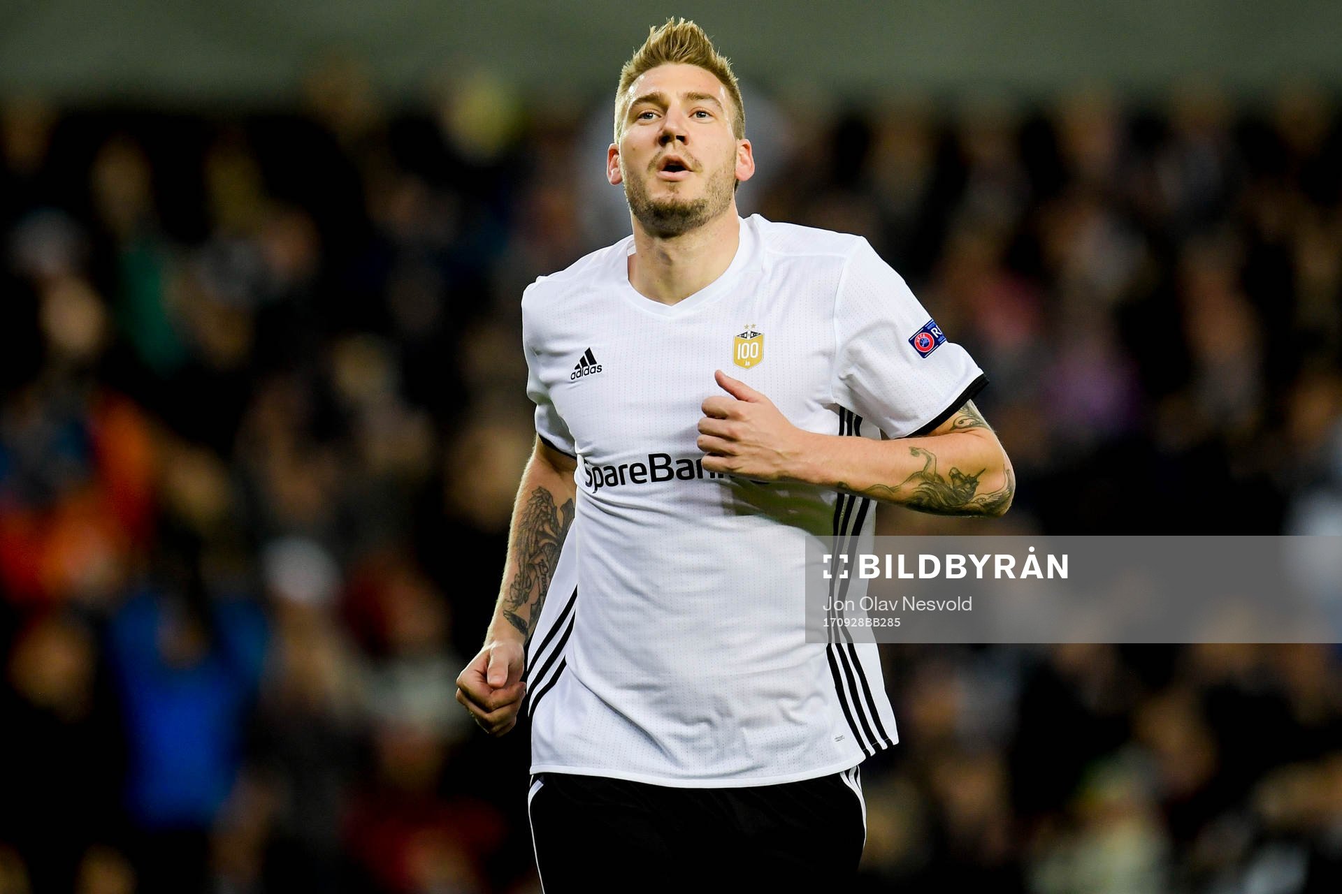 Nicklas Bendtner of Rosenborg celebrates