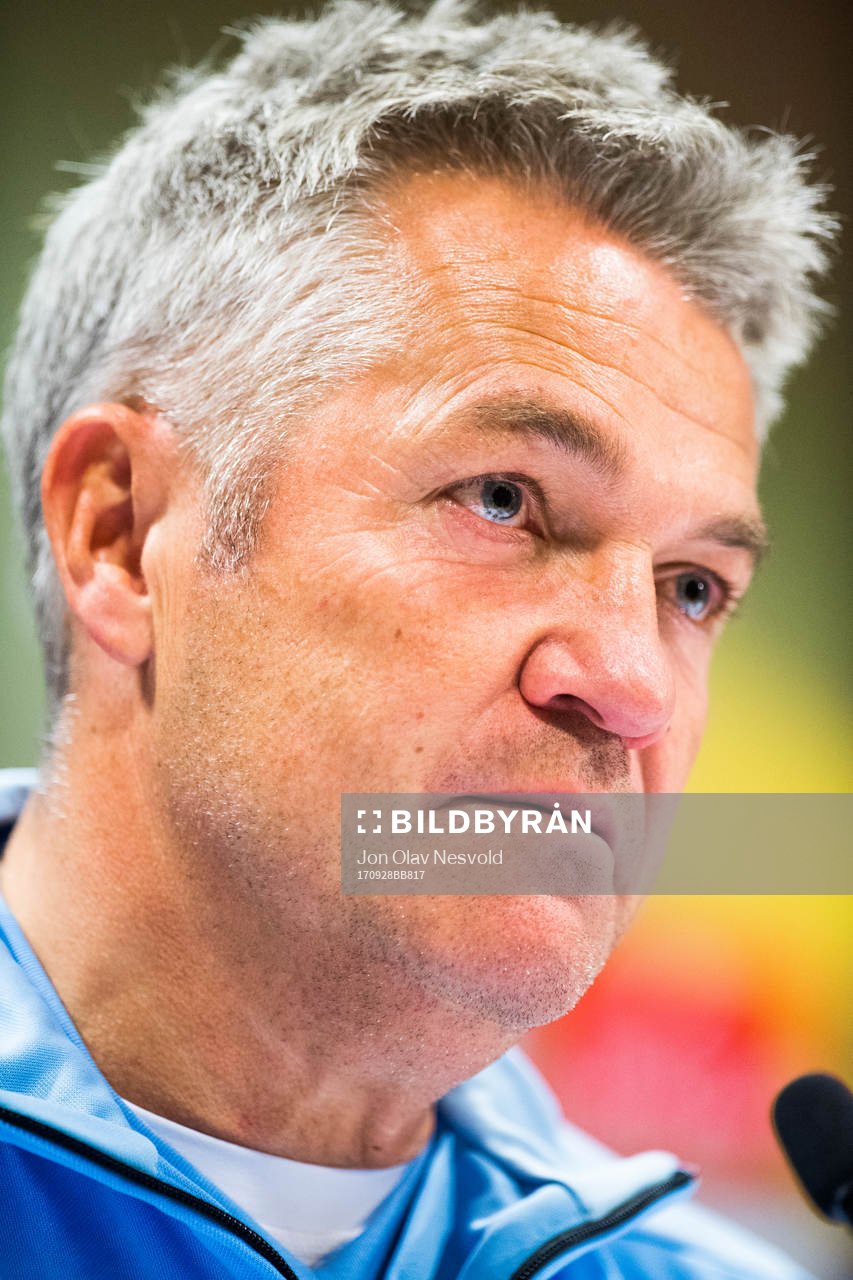 Kåre Ingebrigtsen, head coach of Rosenborg, during a press conference after the UEFA Europa League match between Rosenborg and FK Vardar Skopje on September 28, 2017 in Trondheim.
