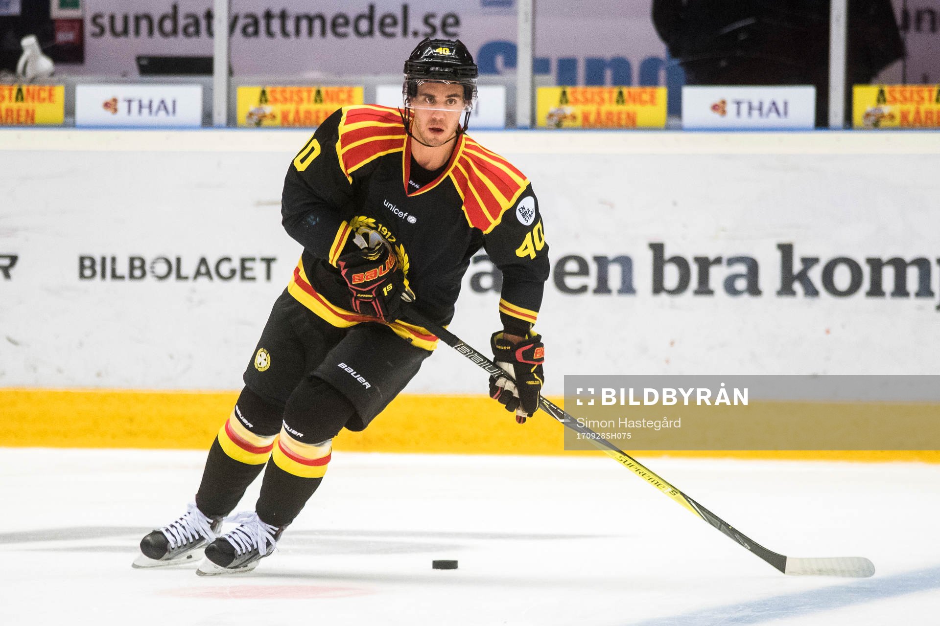 Brynäs Jesper Jensen före ishockeymatchen i SHL mellan