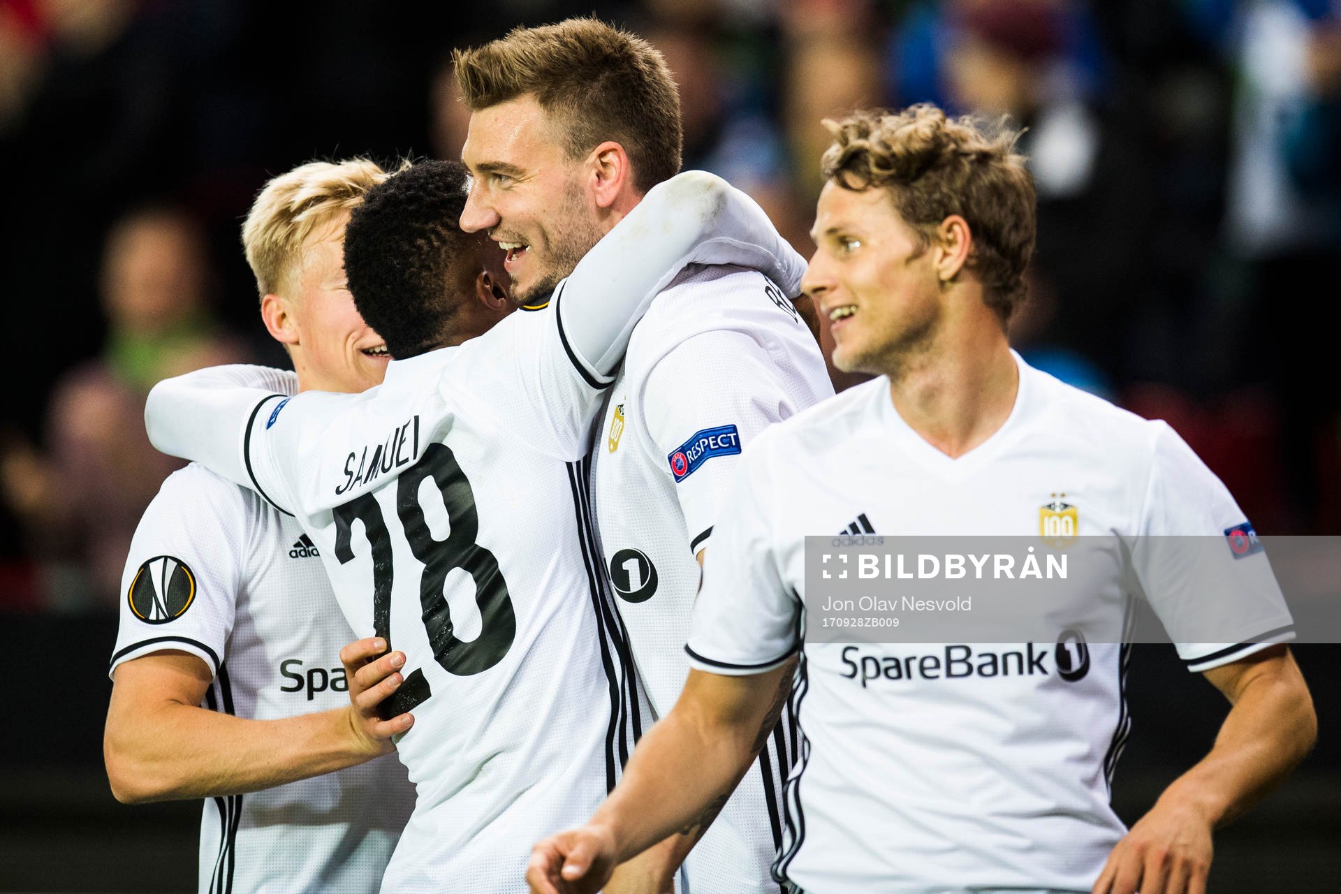 Nicklas Bendtner of Rosenborg celebrates 3-0 with his