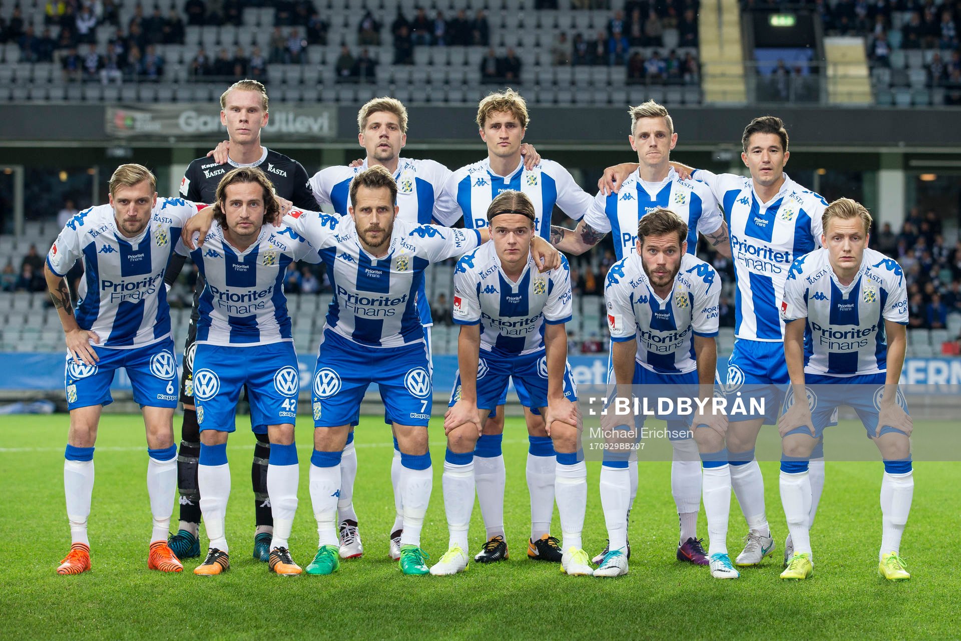 IFK Göteborgs startelva uppe fr.v. målvakt Pontus