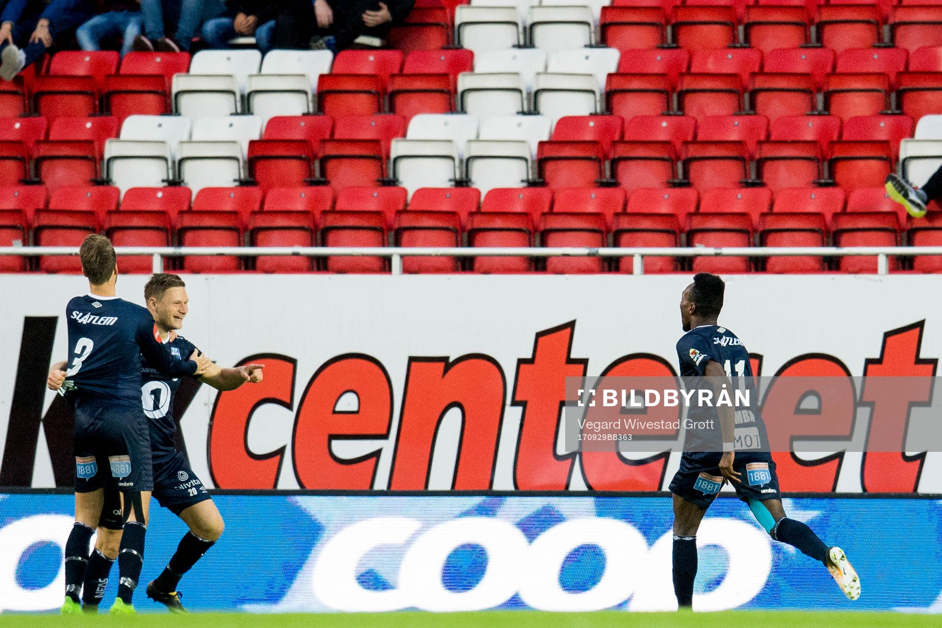 Benjamin Stokke of Kristiansund celebrates