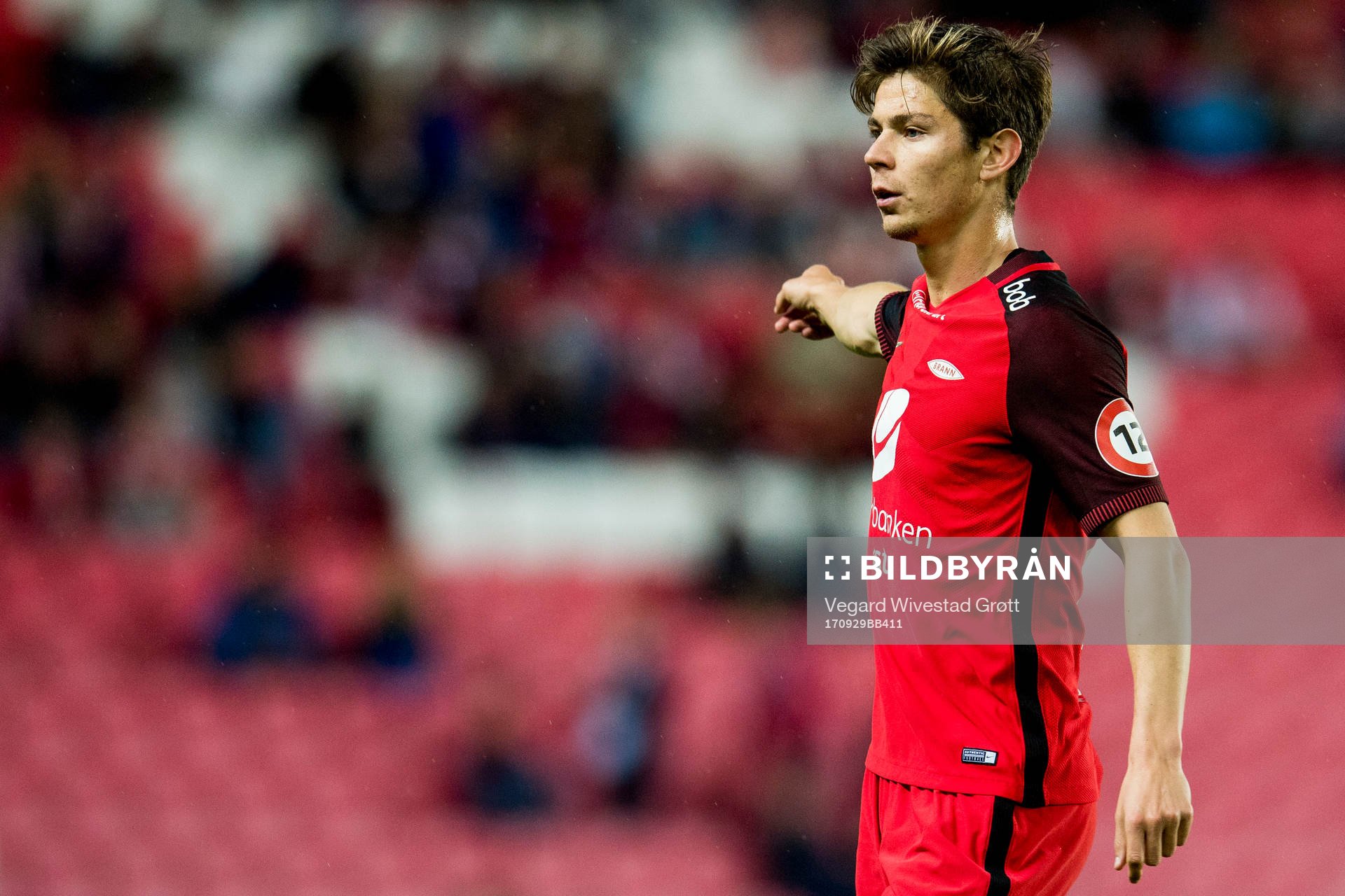 Torgeir Børven of Brann during the Eliteserien match between Brann and Kristiansund on September 29, 2017 in Bergen.