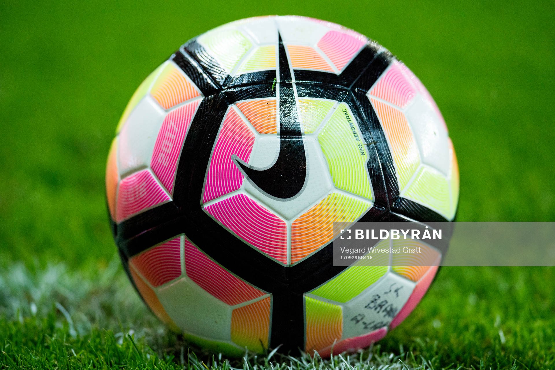 A Nike football during the Eliteserien match between Brann and Kristiansund on September 29, 2017 in Bergen.