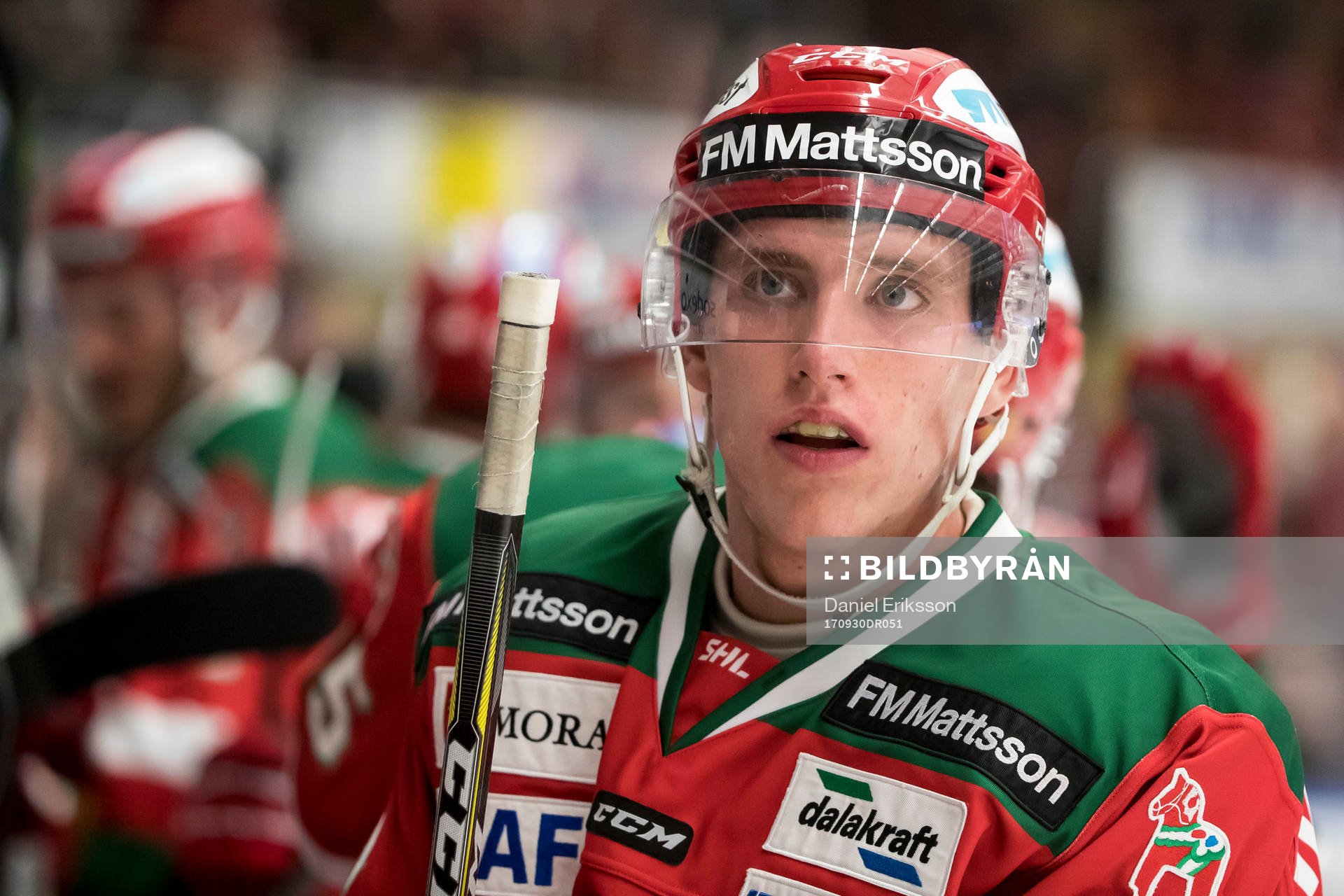 Moras Matias Lassen  i ishockeymatchen i SHL mellan Mora