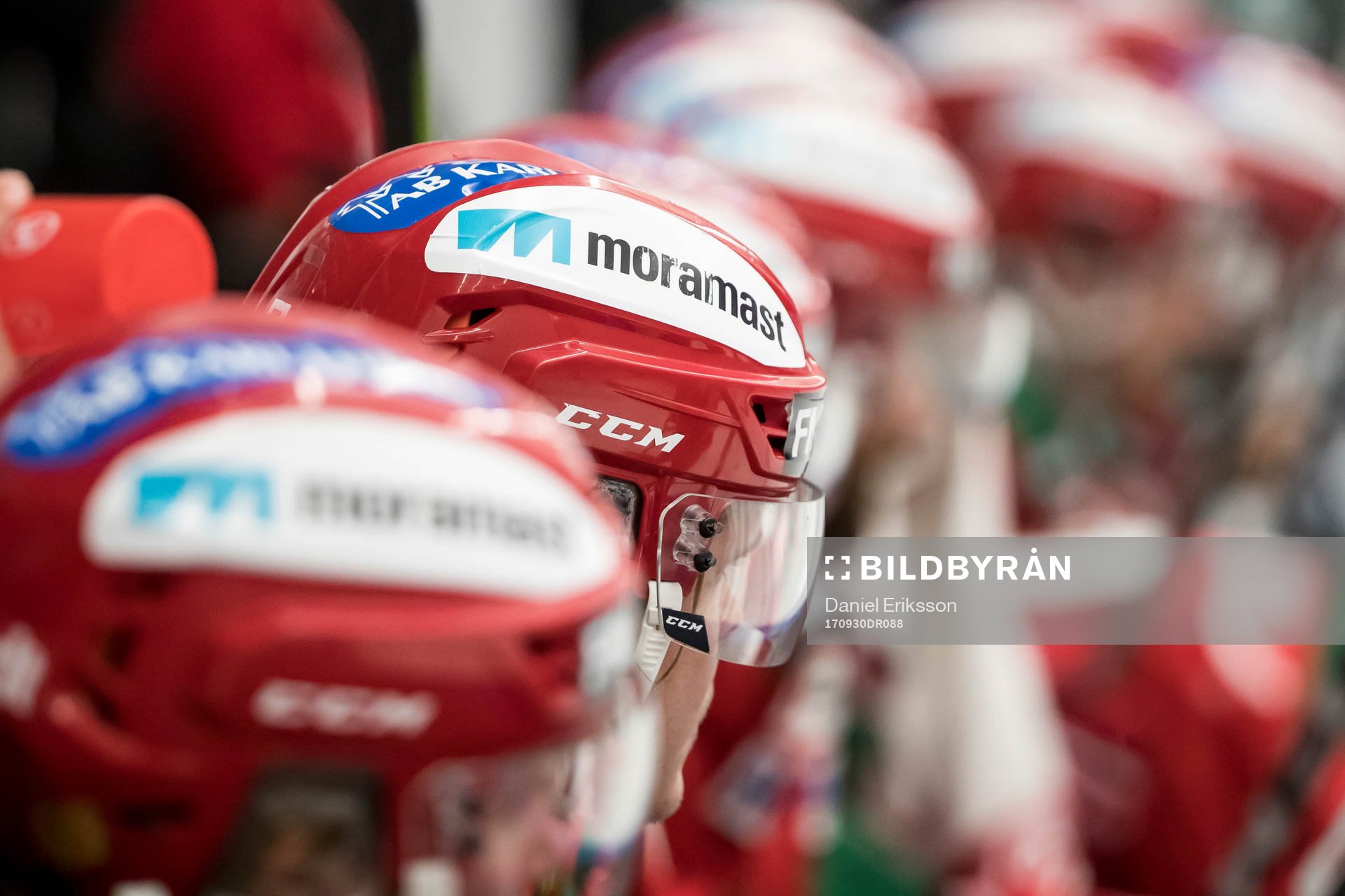 Moras hjälmar i ishockeymatchen i SHL mellan Mora och