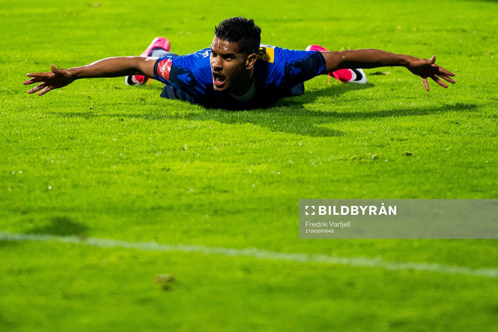 Ohikhuaeme Anthony Omoijuanfo of Stabæk reacts during the Eliteserien match between Stabæk and Vålerenga on September 30, 2017 in Bekkestua.