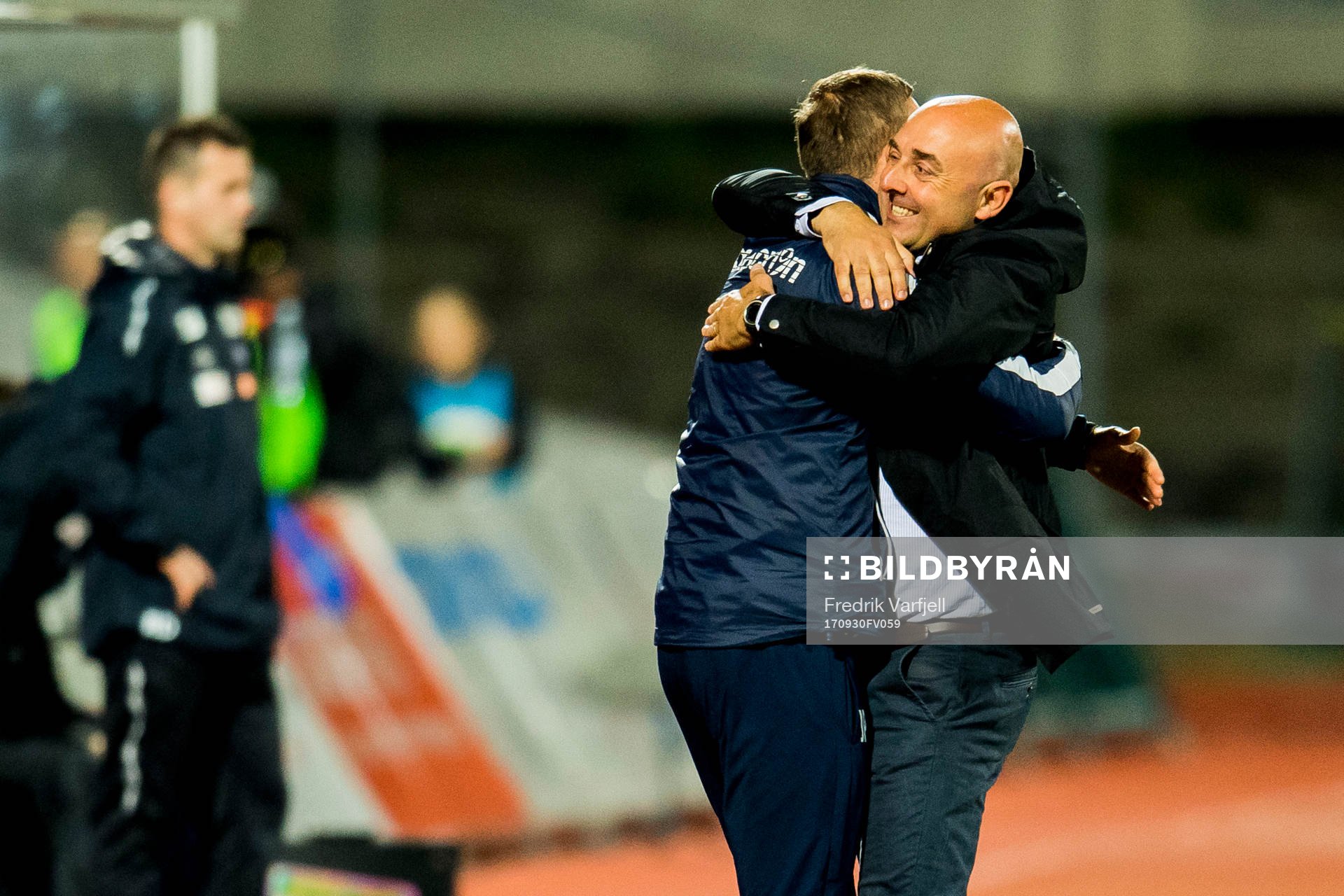Toni Ordinas, head coach, of Stabæk celebrates after the Eliteserien match between Stabæk and Vålerenga on September 30, 2017 in Bekkestua.
