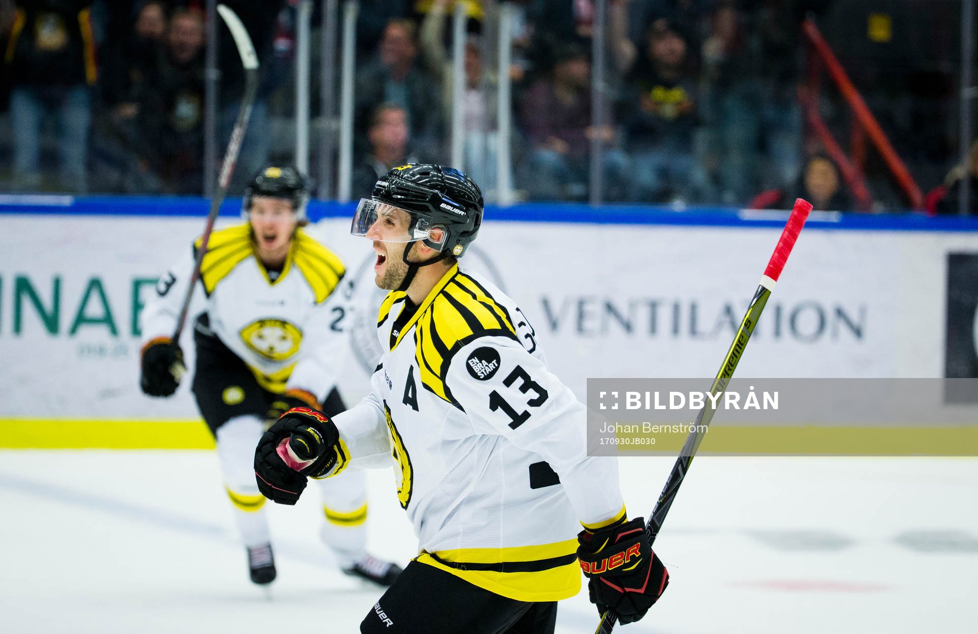 Brynäs Ryan Gunderson jublar vid Brynäs 1-2 mål