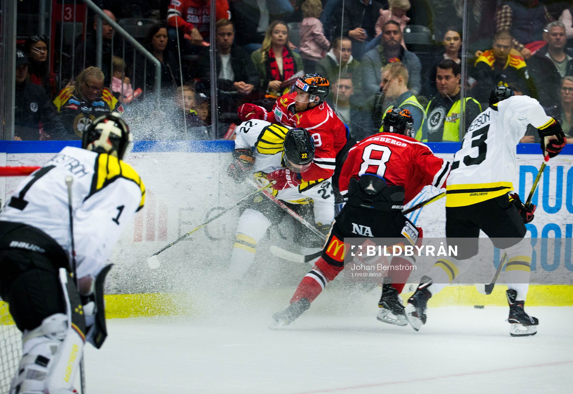 Brynäs målvakt Felix Sandström och Jörgen Sundqvist och