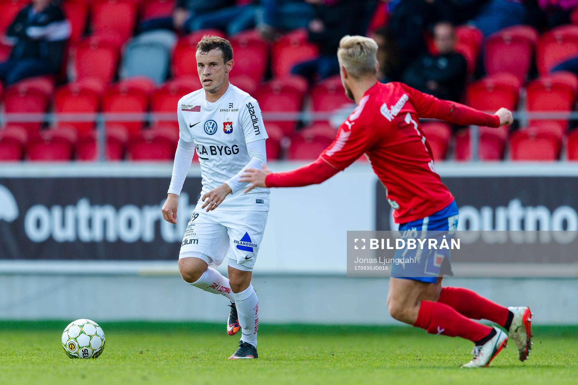 Örgrytes Rasmus Andernil Bozic under fotbollsmatchen i Superettan mellan Öster och Örgryte den 30 september 2017 i Växjö.
