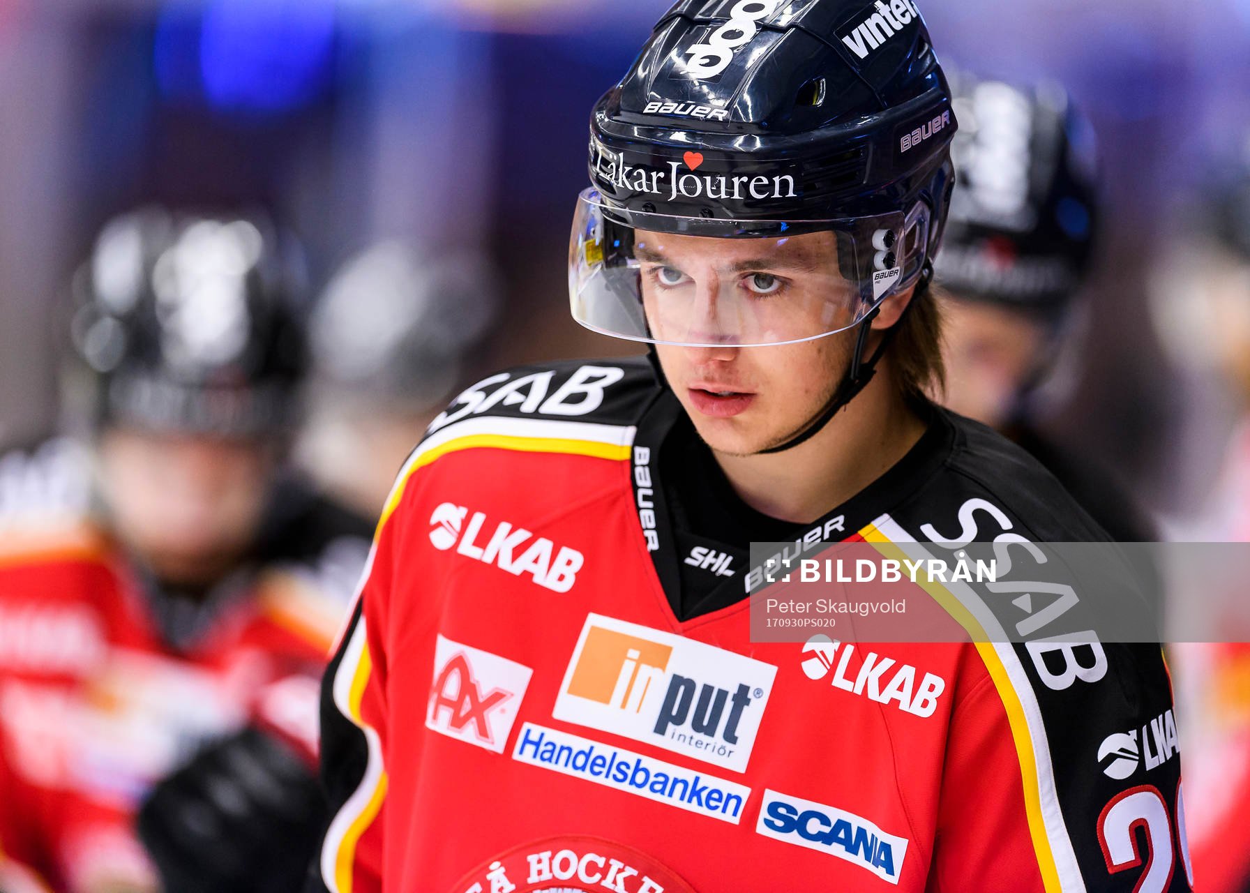Luleås Axel Levander på uppvärmningen