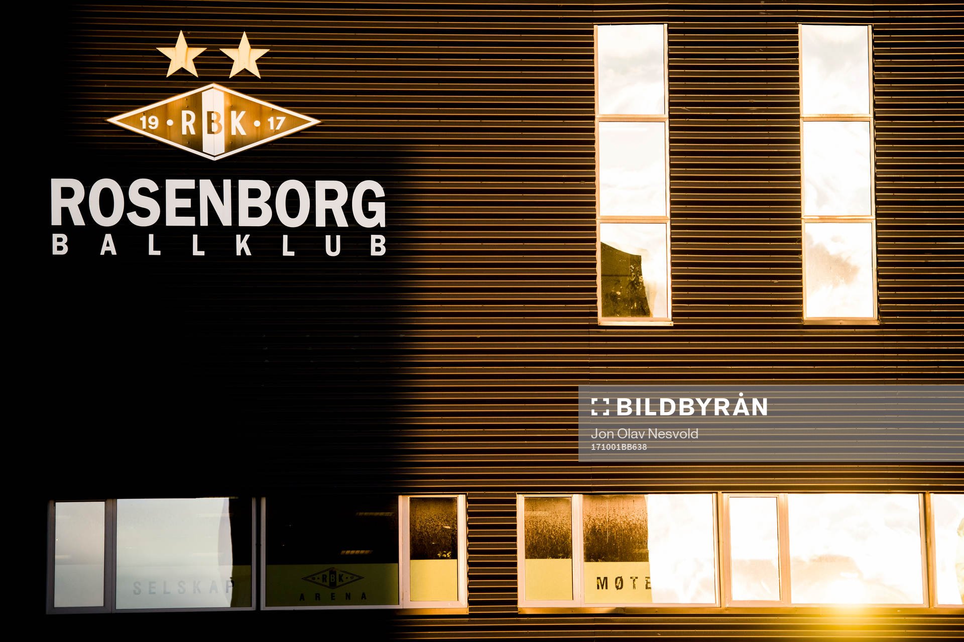 The logo of Rosenborg Ballklub outside Lerkendal stadion