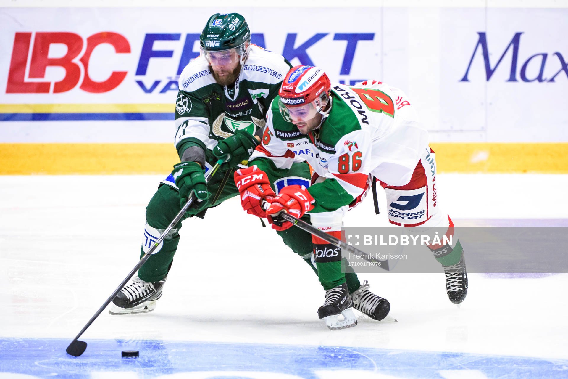 Färjestads Anton Grundel och Moras Mathias Bromé