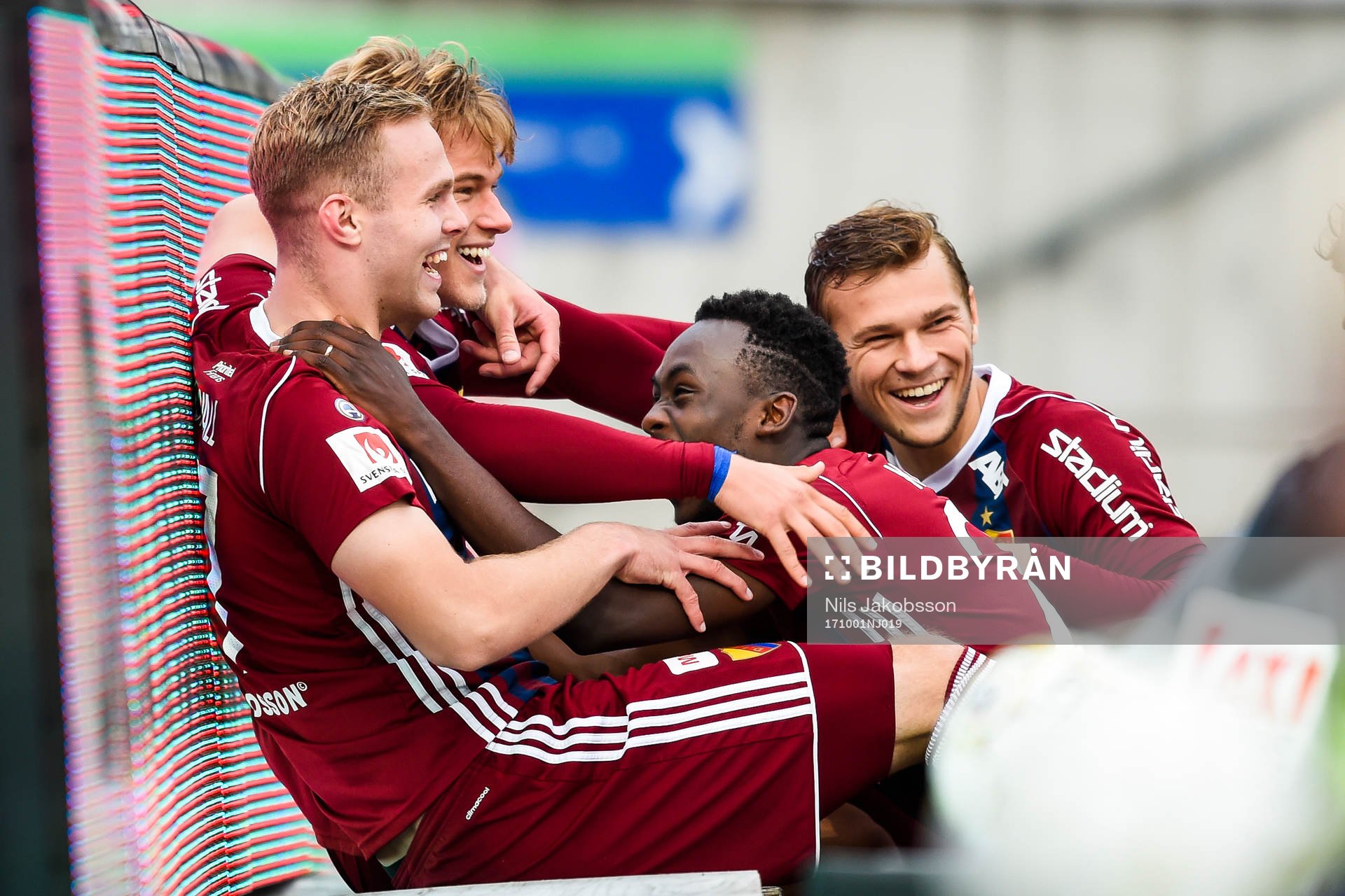 Djurgårdens Gustav Engvall och Felix Beijmo jublar