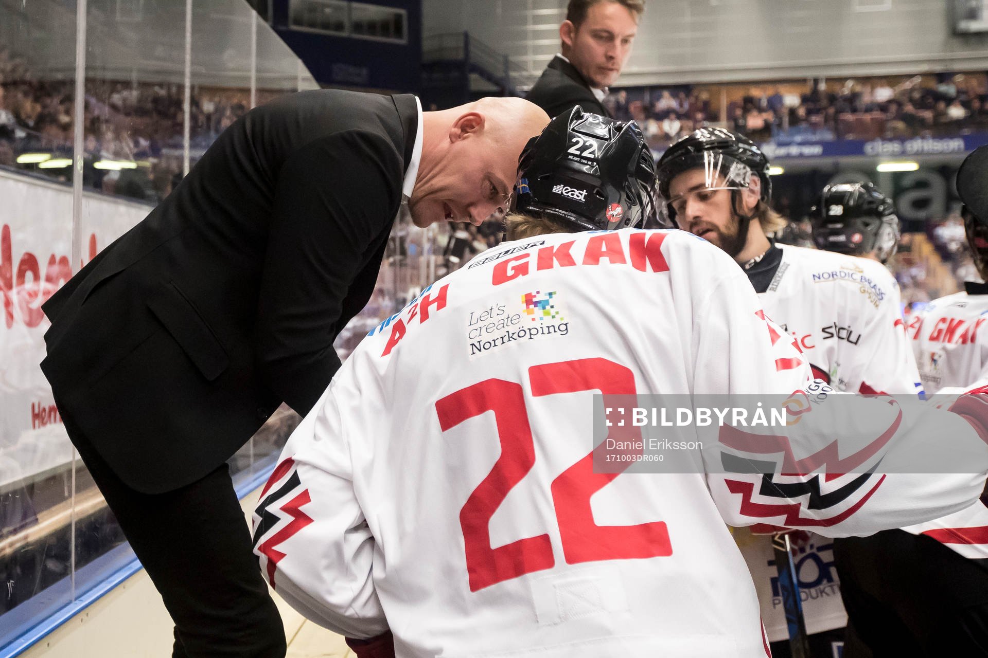 Vita Hästens tränare Jonas Johnson i ishockeymatchen i