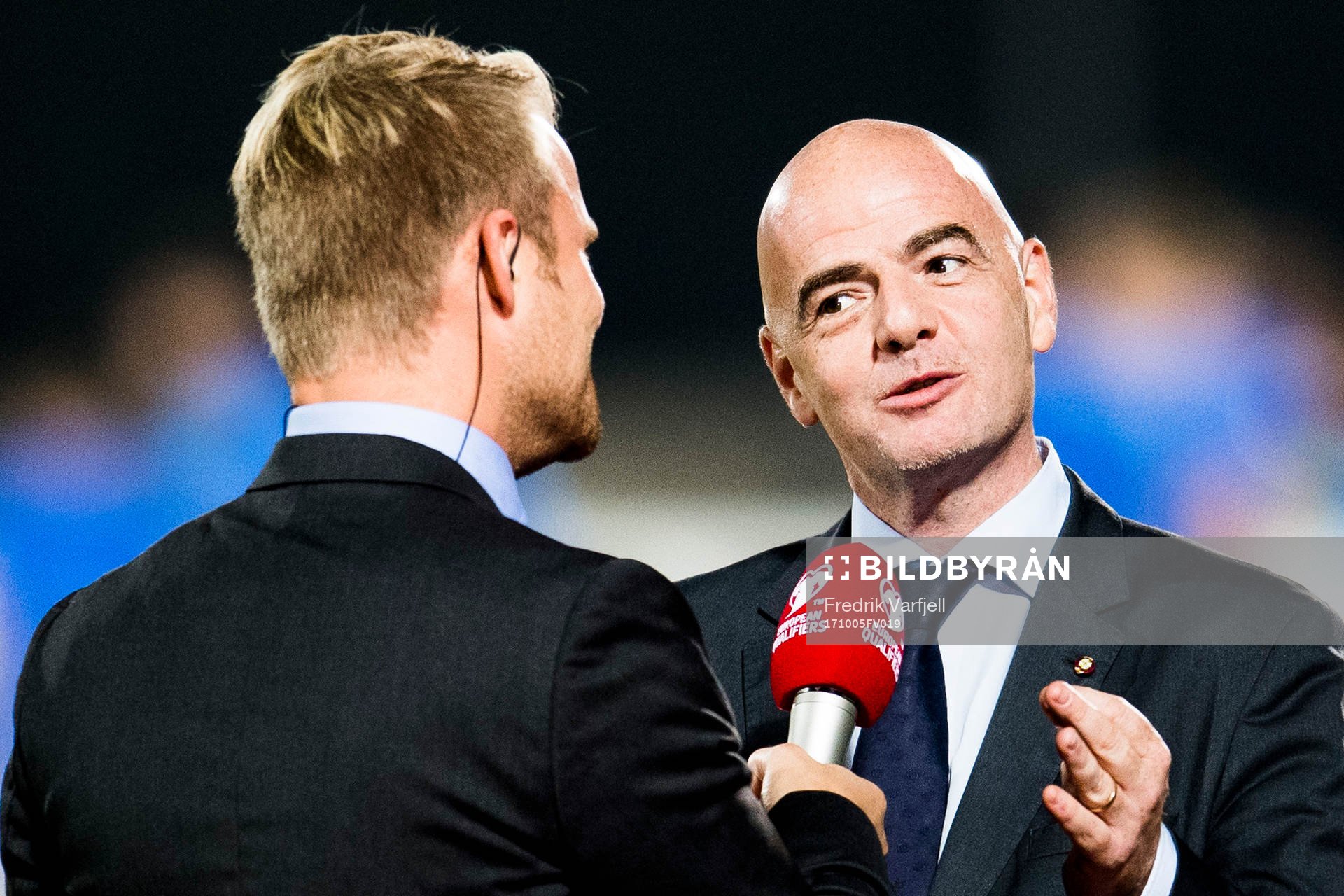 Gianni Infantino, FIFA president, is interviewed by Jonas