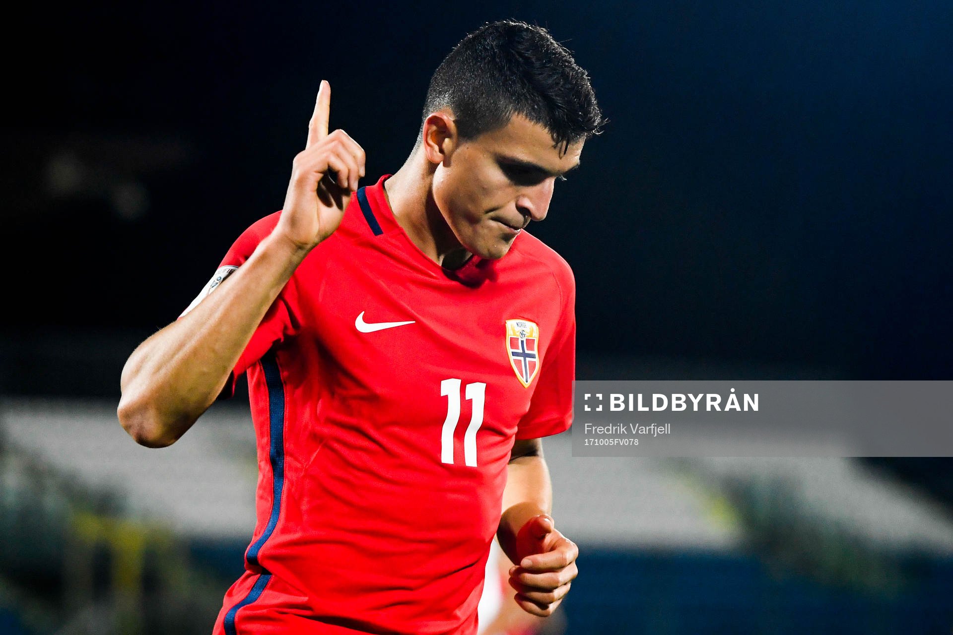 Mohamed Elyounoussi of Norway celebrates 7-0