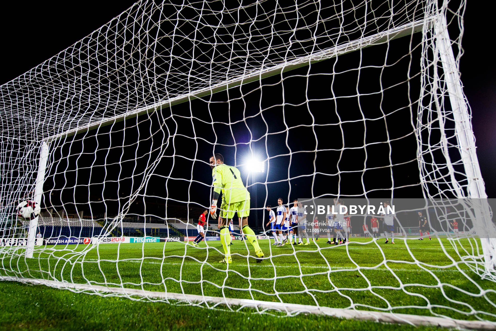 Mohamed Elyounoussi of Norway scores 5-0 behind goalkeeper