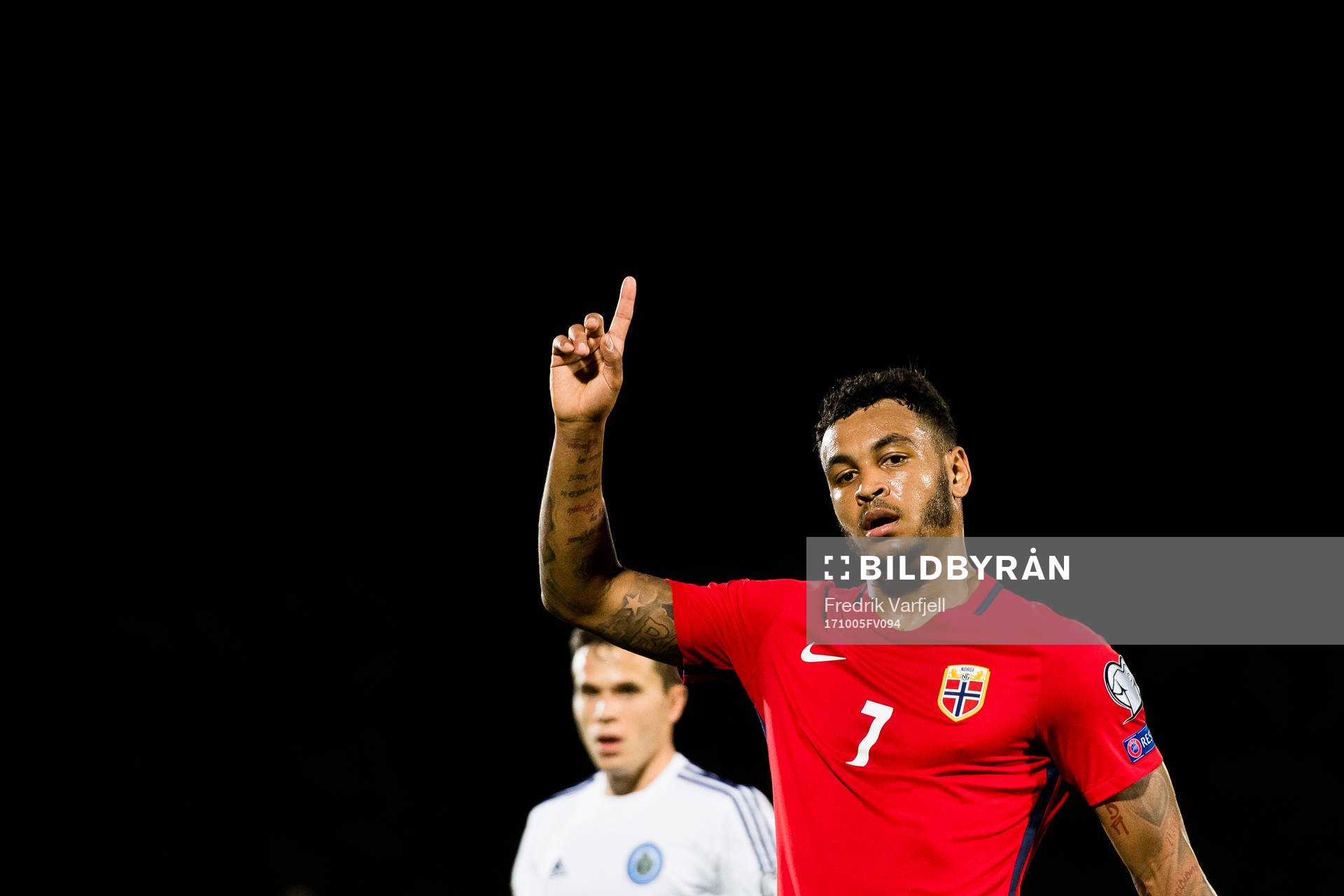 Joshua King of Norway reacts