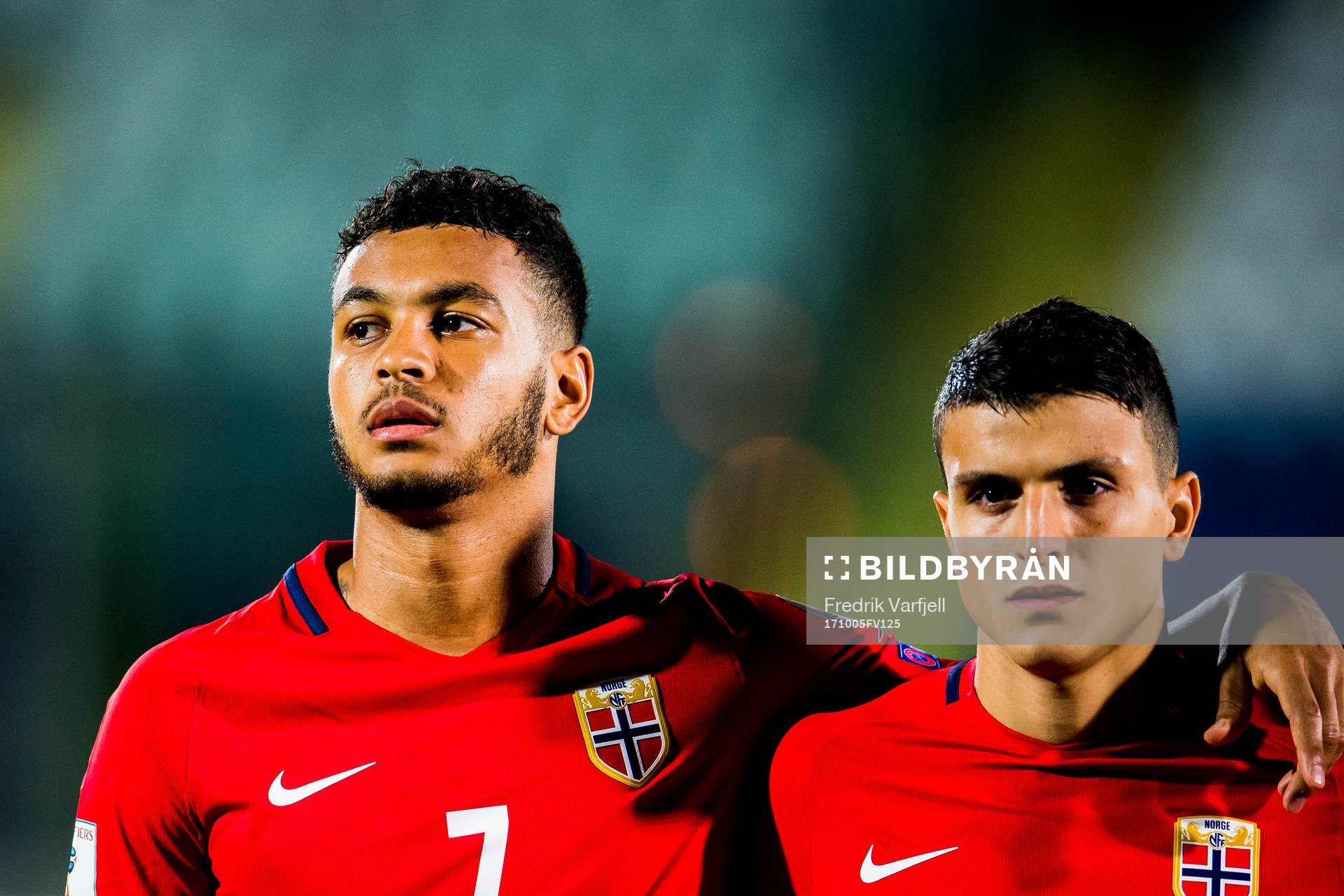 Joshua King and Mohamed Elyounoussi of Norway
