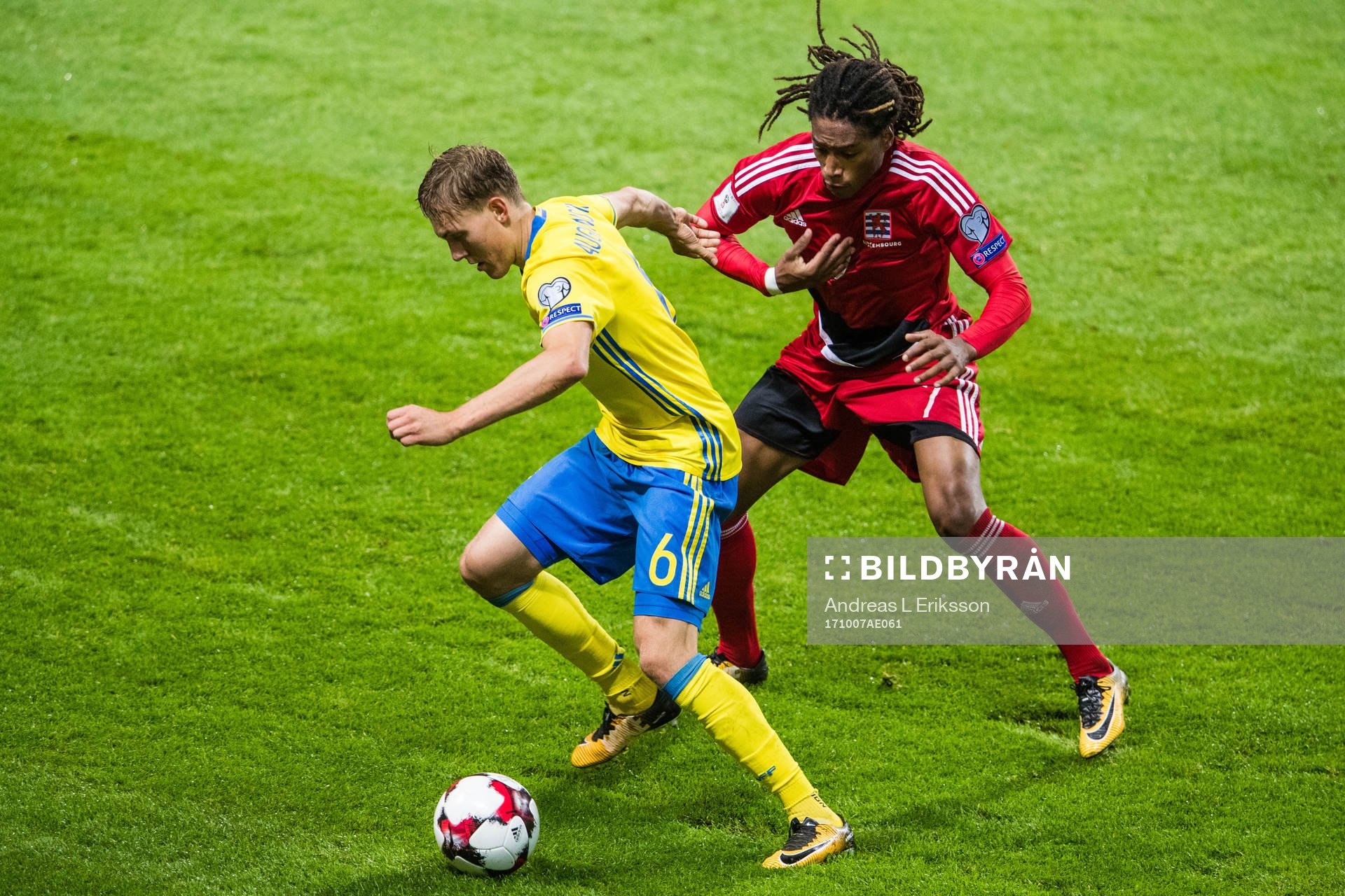 Sveriges Ludwig Augustinsson och Luxemburgs Gerson Rodrigues