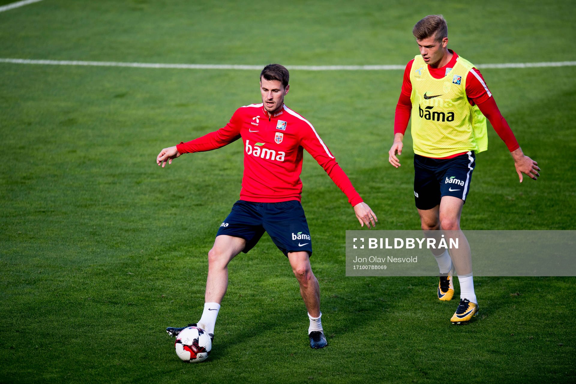 Håvard Nordtveit and Alexander Sørloth of Norway
