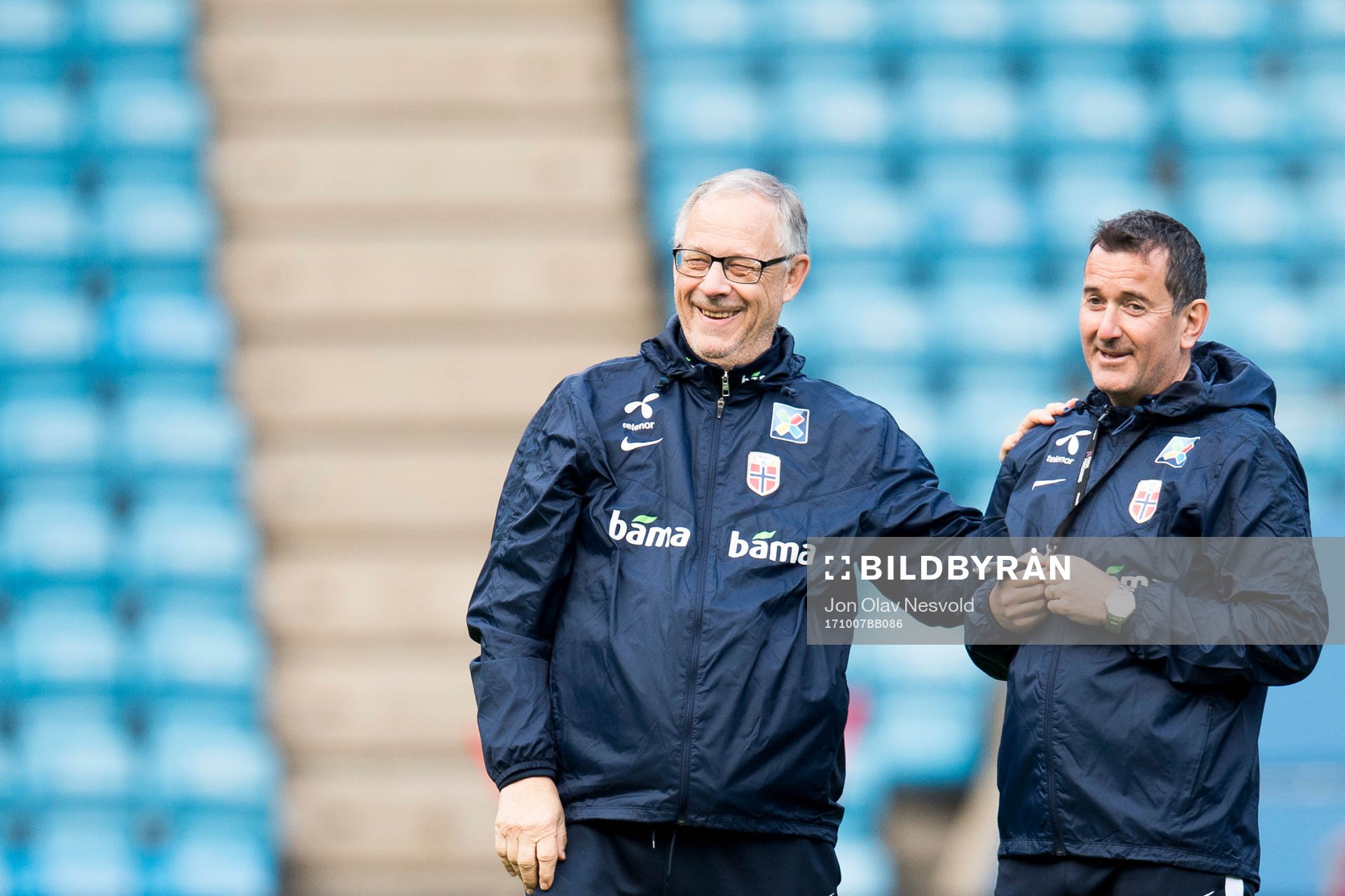 Lars Lagerbäck, head coach of Norway, and Per Joar Hansen,