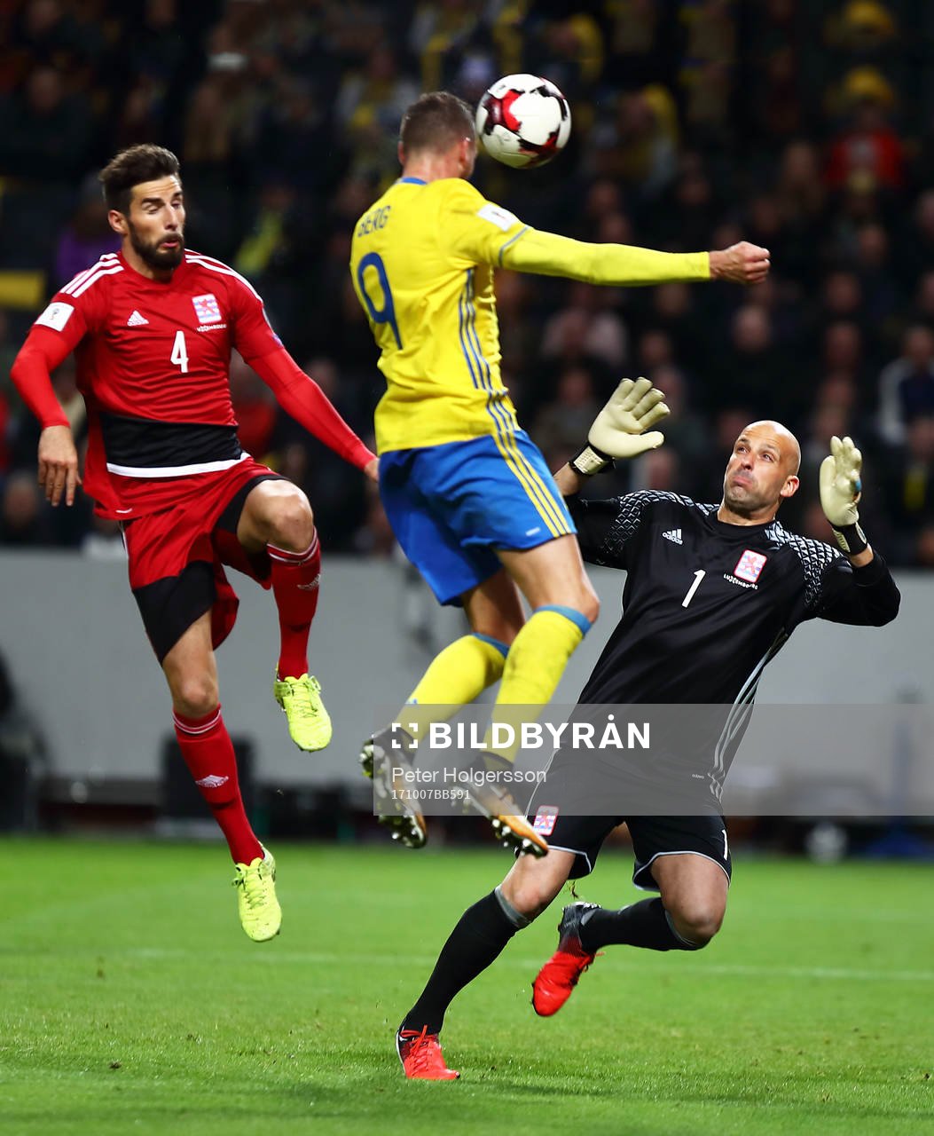 Sveriges Marcus Berg gör mål 7-0 förbi Luxemburgs