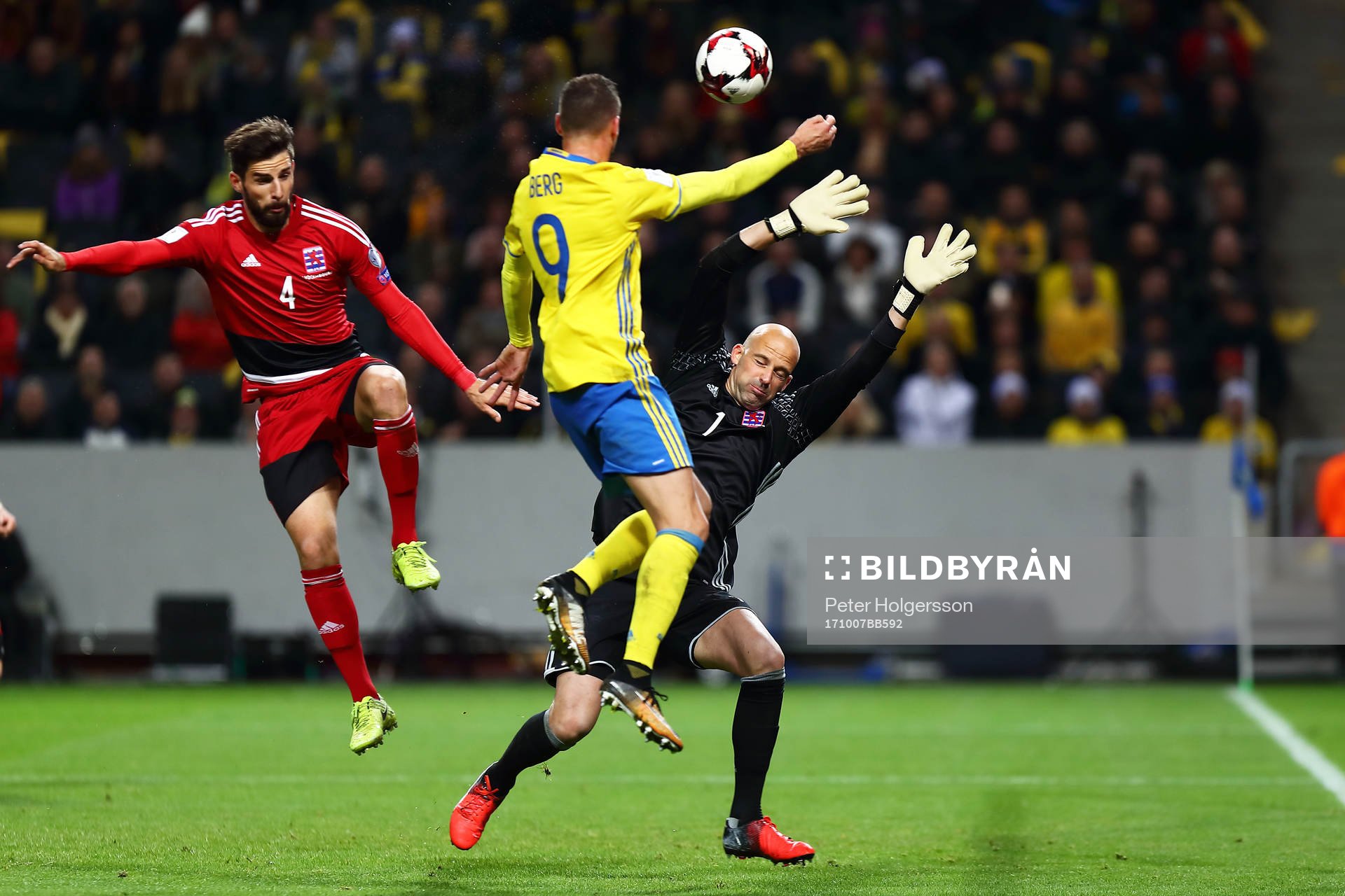 Sveriges Marcus Berg gör mål 7-0 förbi Luxemburgs