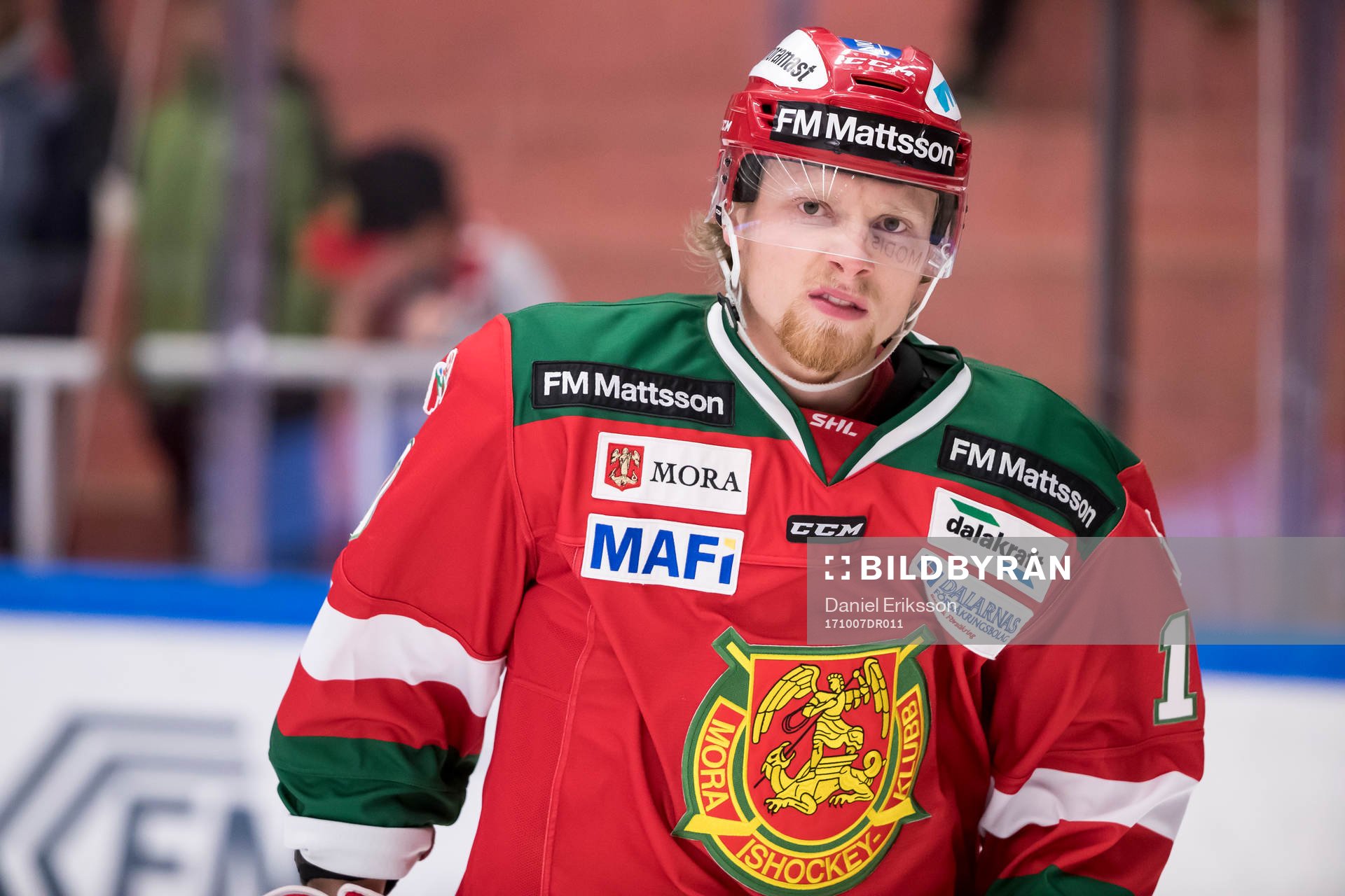 Moras Kristian Jakobsson innan ishockeymatchen i SHL mellan
