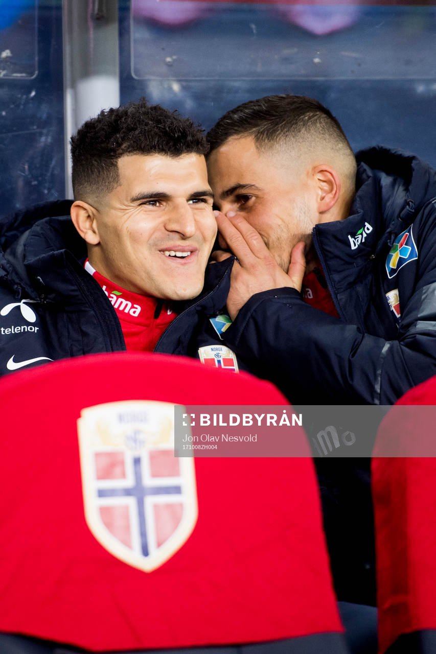 Tarik Elyounoussi and Omar Elabdellaoui of Norway