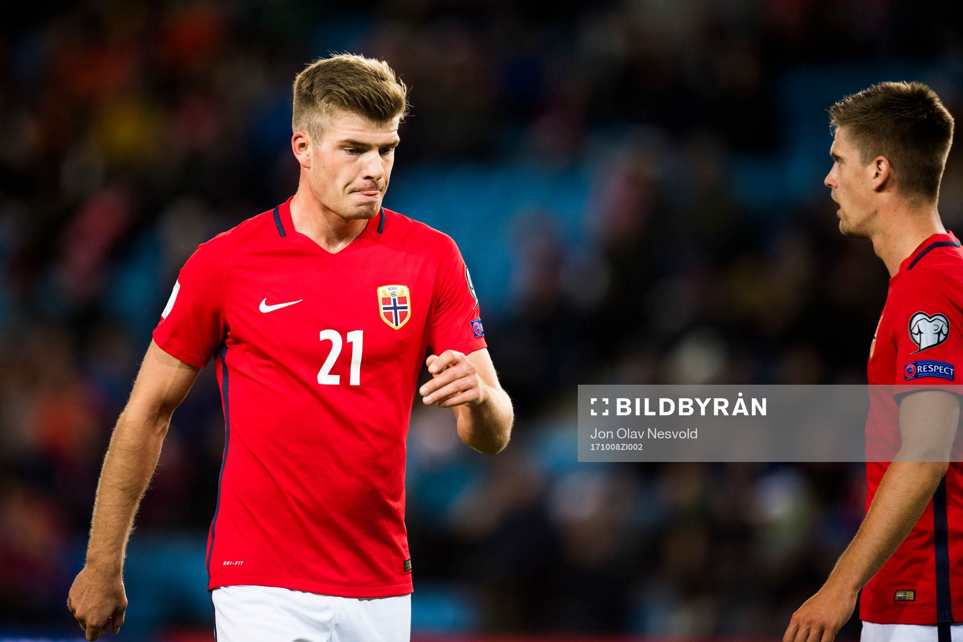 Alexander Sørloth and Markus Henriksen of Norway