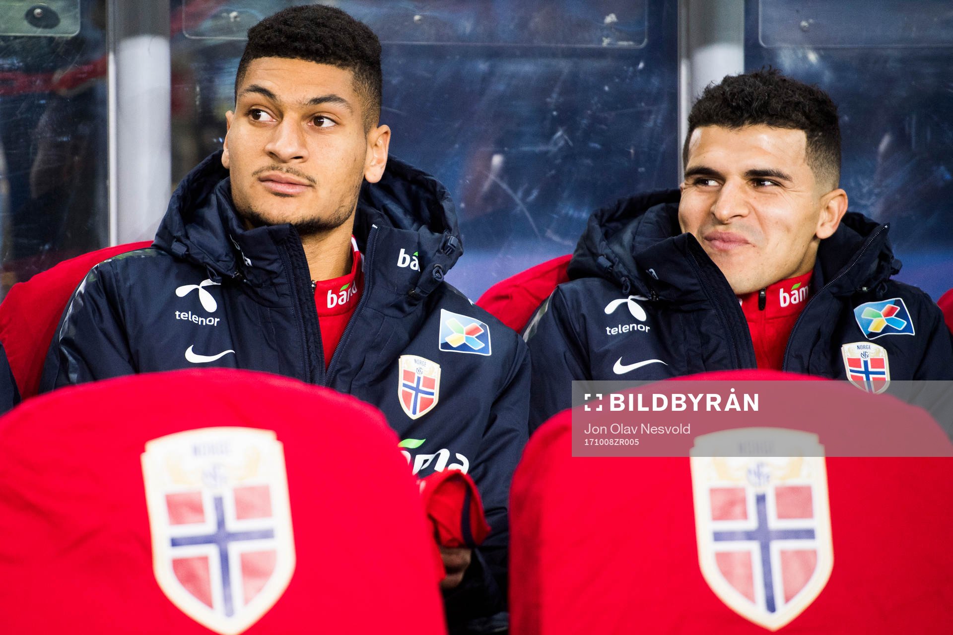 Bjørn Maars Johnsen and Tarik Elyounoussi of Norway