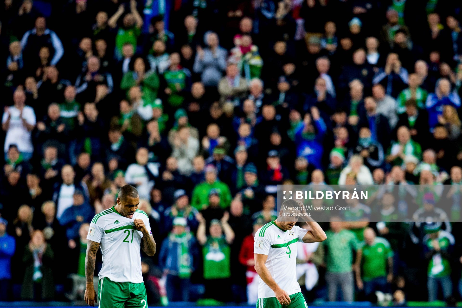 Josh Magennis and Conor Washington of Northern Ireland
