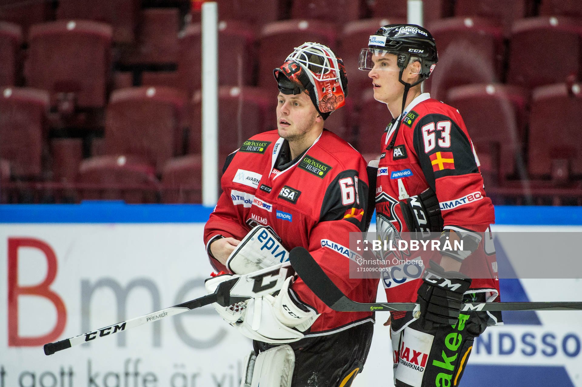 Malmö Redhawks målvakt Oscar Alsenfelt och Fredrik