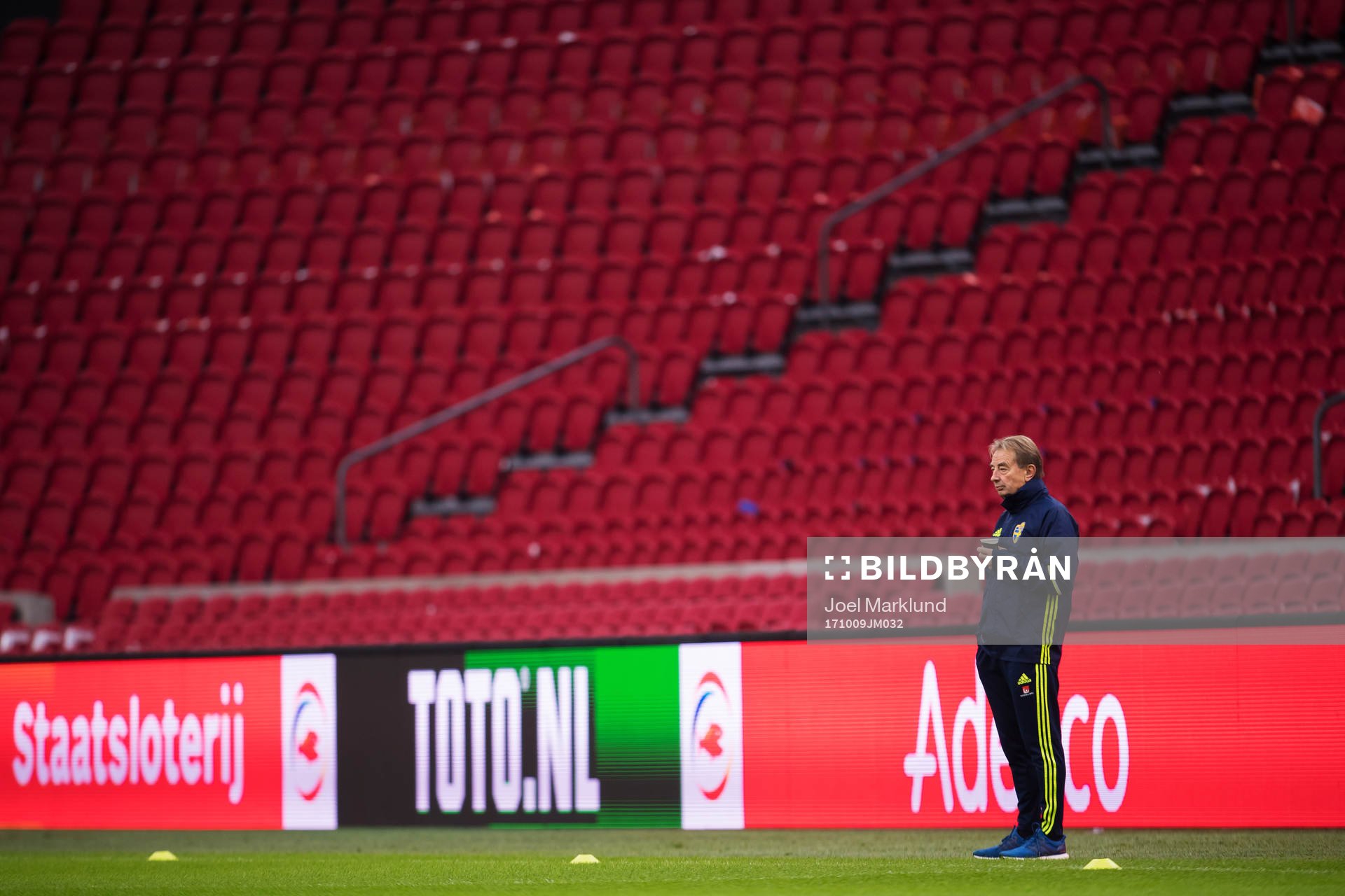 Scouten Tom Prahl under Sveriges fotbollslandslags träning den 9 oktober 2017 i Amsterdam.