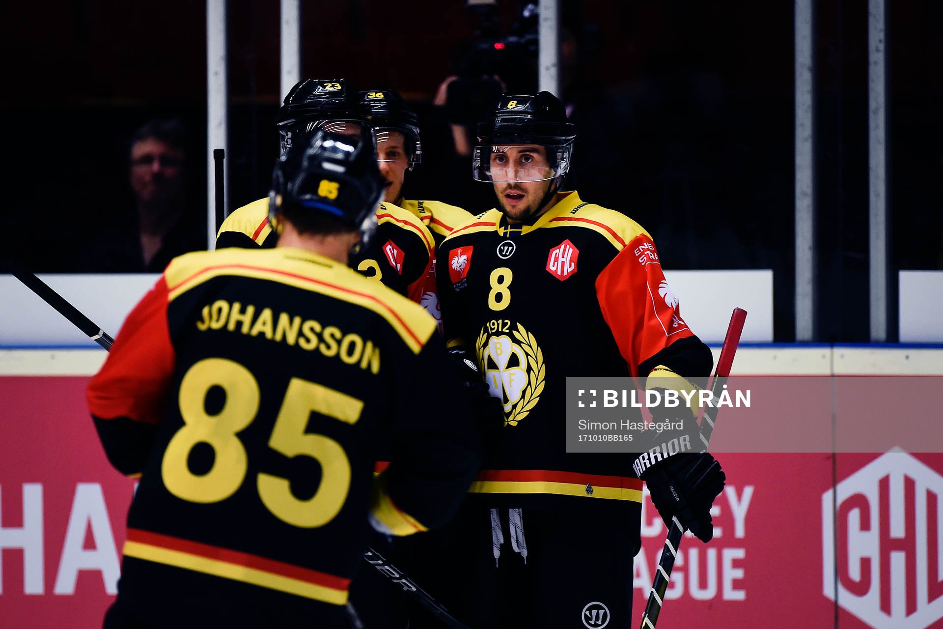 Aaron Palushaj of Brynäs celebrates