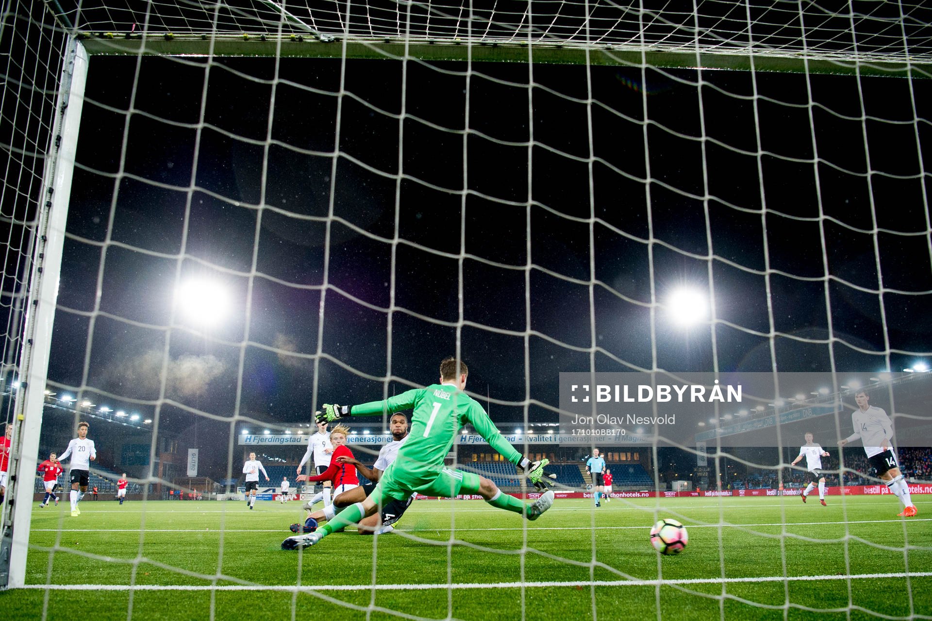 Morten Thorsby of Norway scores 1-1 behind goalkeeper