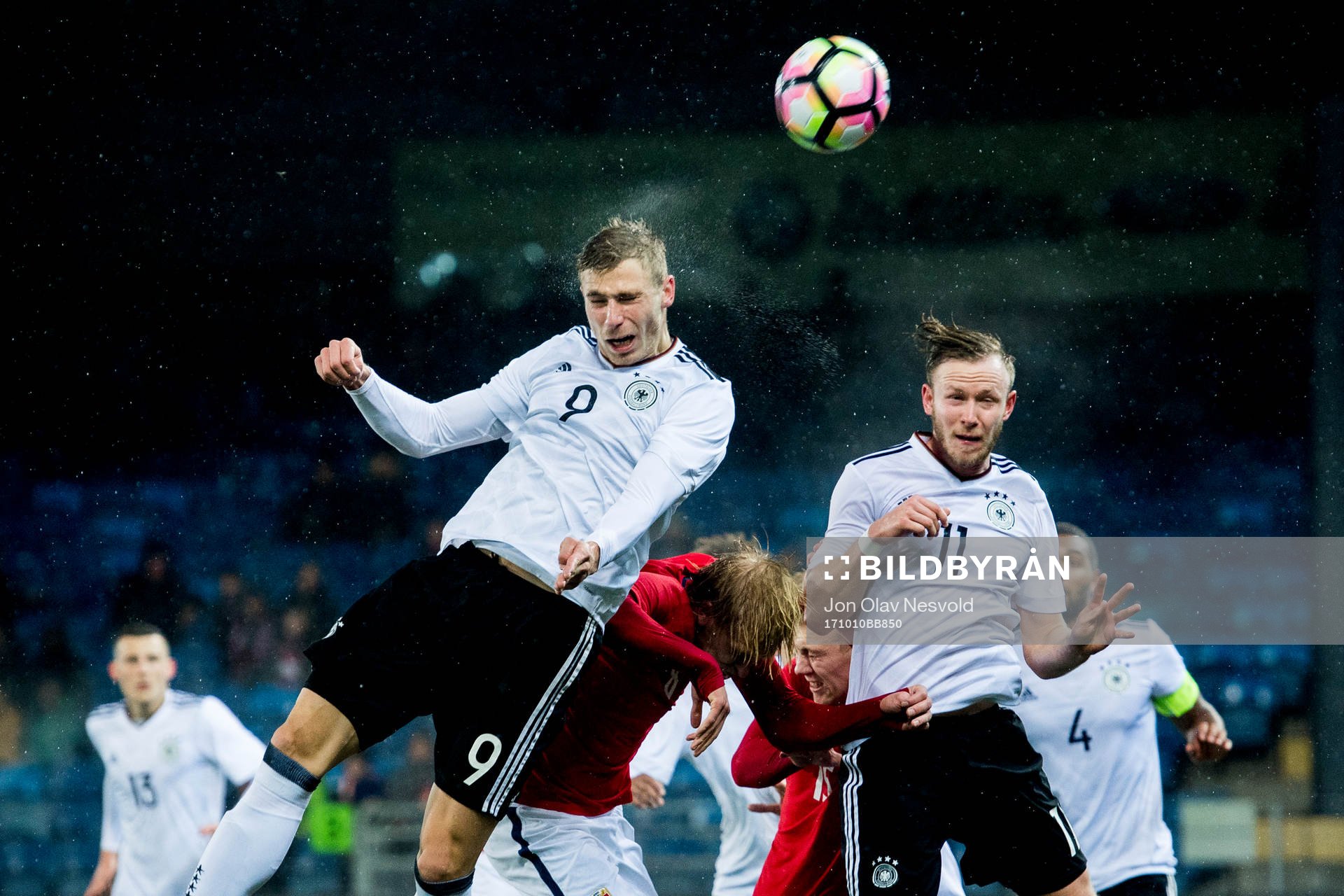 Felix Platte and Cedric Teuchert of Germany during the UEFA European Under-21 Qualifier match between Norway and Germany on October 10, 2017 in Drammen.