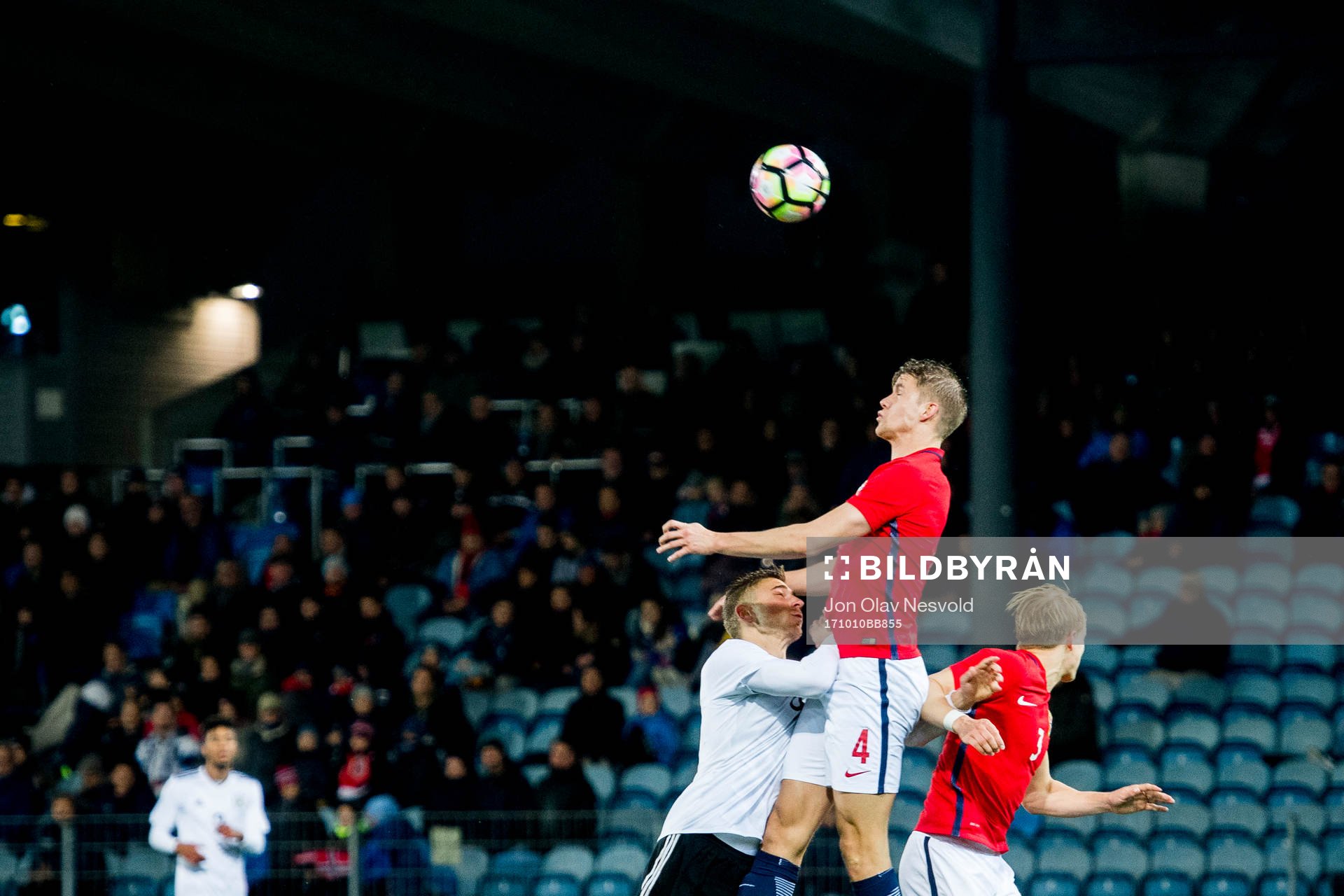 Felix Platte of Germany and Kristoffer Ajer of Norway during the UEFA European Under-21 Qualifier match between Norway and Germany on October 10, 2017 in Drammen.