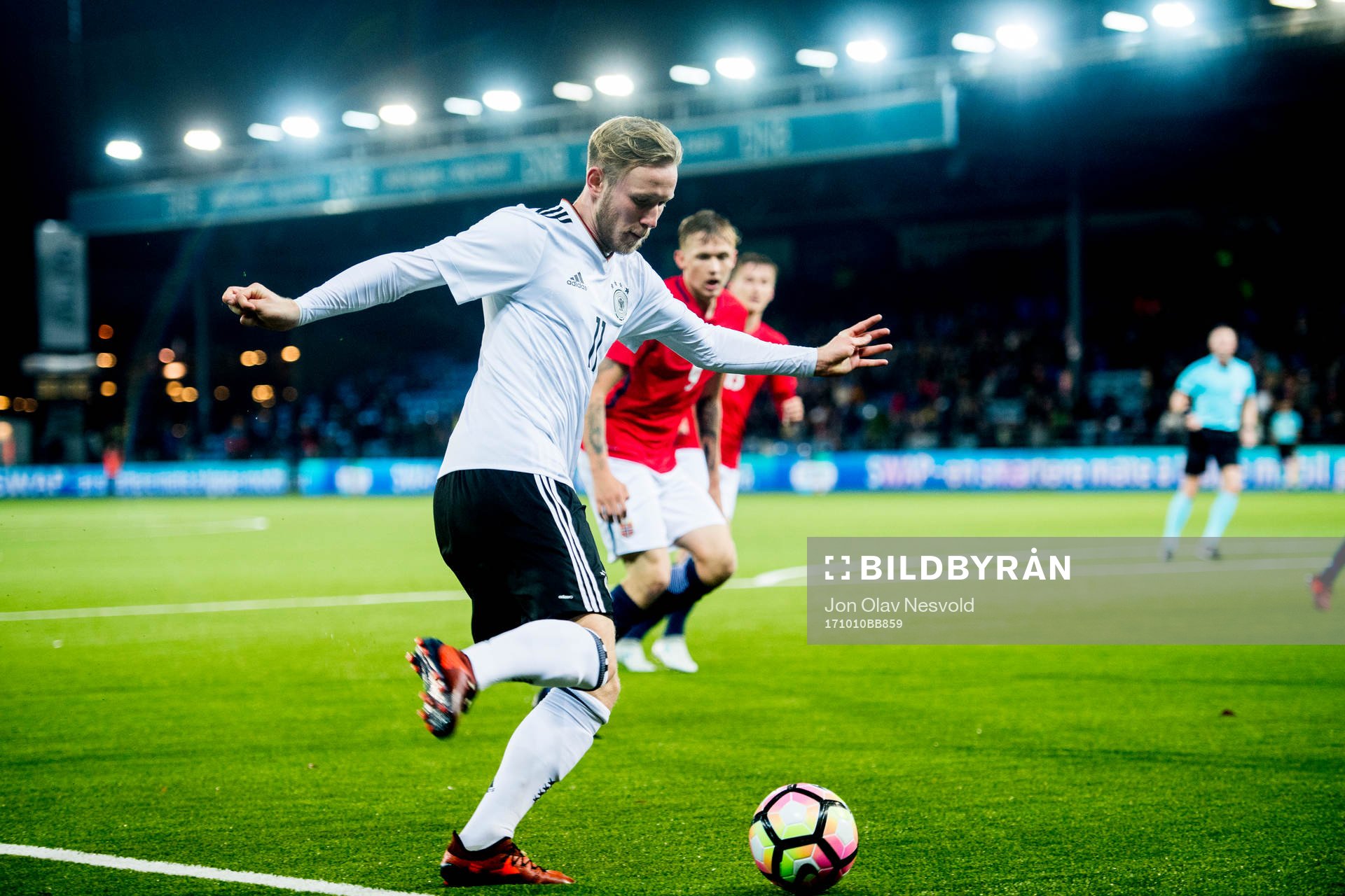 Cedric Teuchert of Germany during the UEFA European Under-21 Qualifier match between Norway and Germany on October 10, 2017 in Drammen.