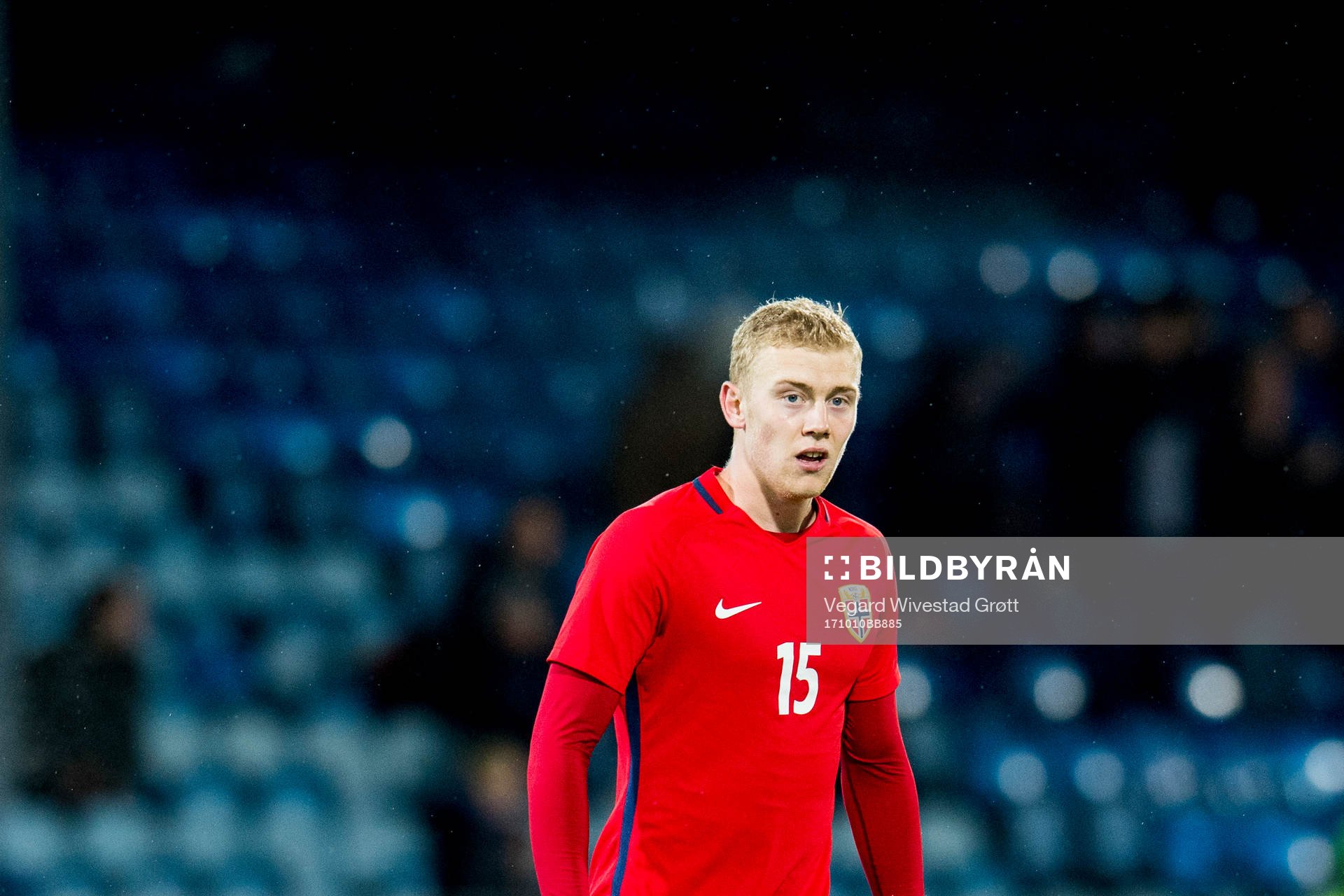 Henrik Bjørdal of Norway during the UEFA European Under-21 Qualifier match between Norway and Germany on October 10, 2017 in Drammen.