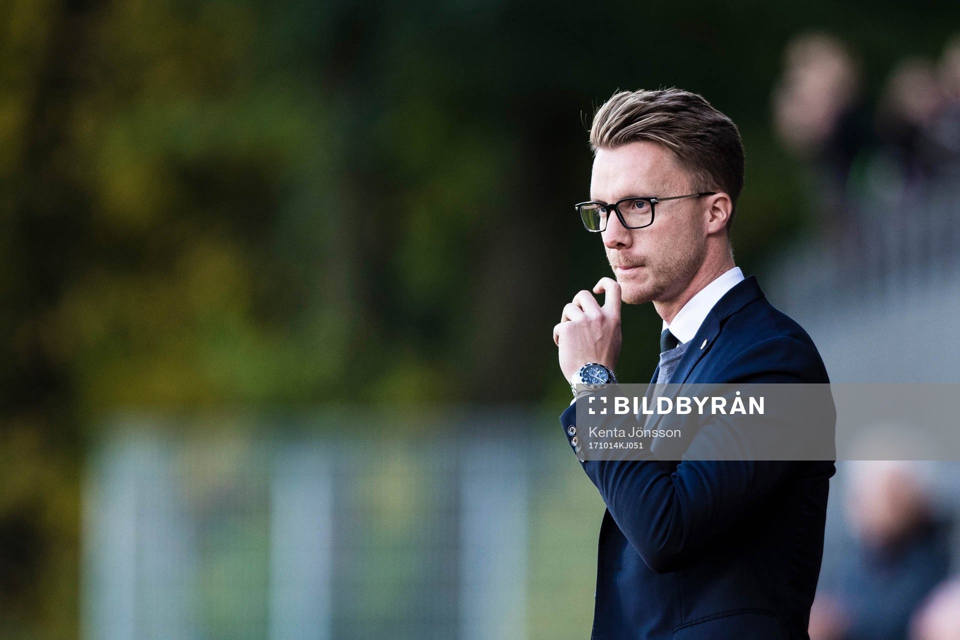 Hammarbys Olof Unogård under fotbollsmatchen i Damallsvenskan mellan Hammarby och Örebro den 14 Oktober 2017 i Stockholm. 