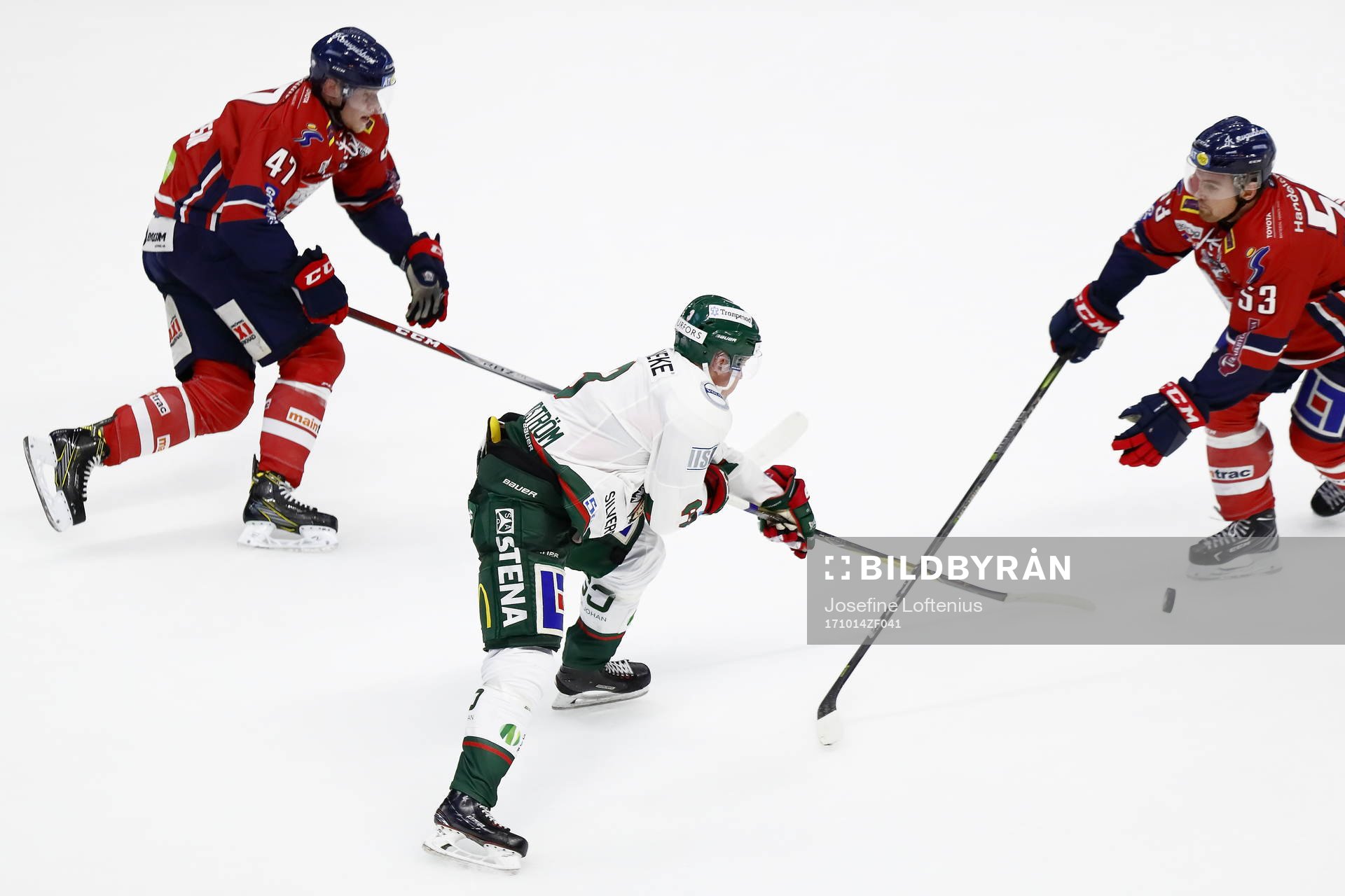 Linköpings Anton Karlsson, Eddie Larsson och Frölundas