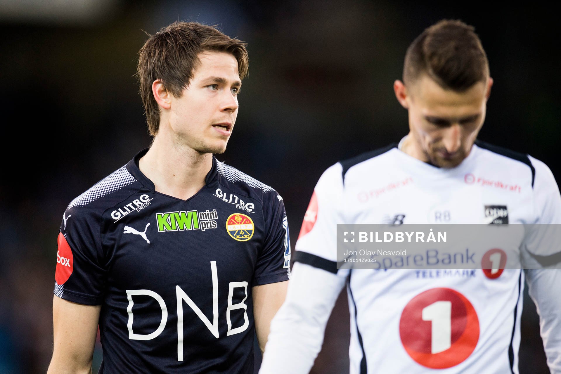 Lars Vilsvik of Strømsgodset and Elbasan Rashani of Odd