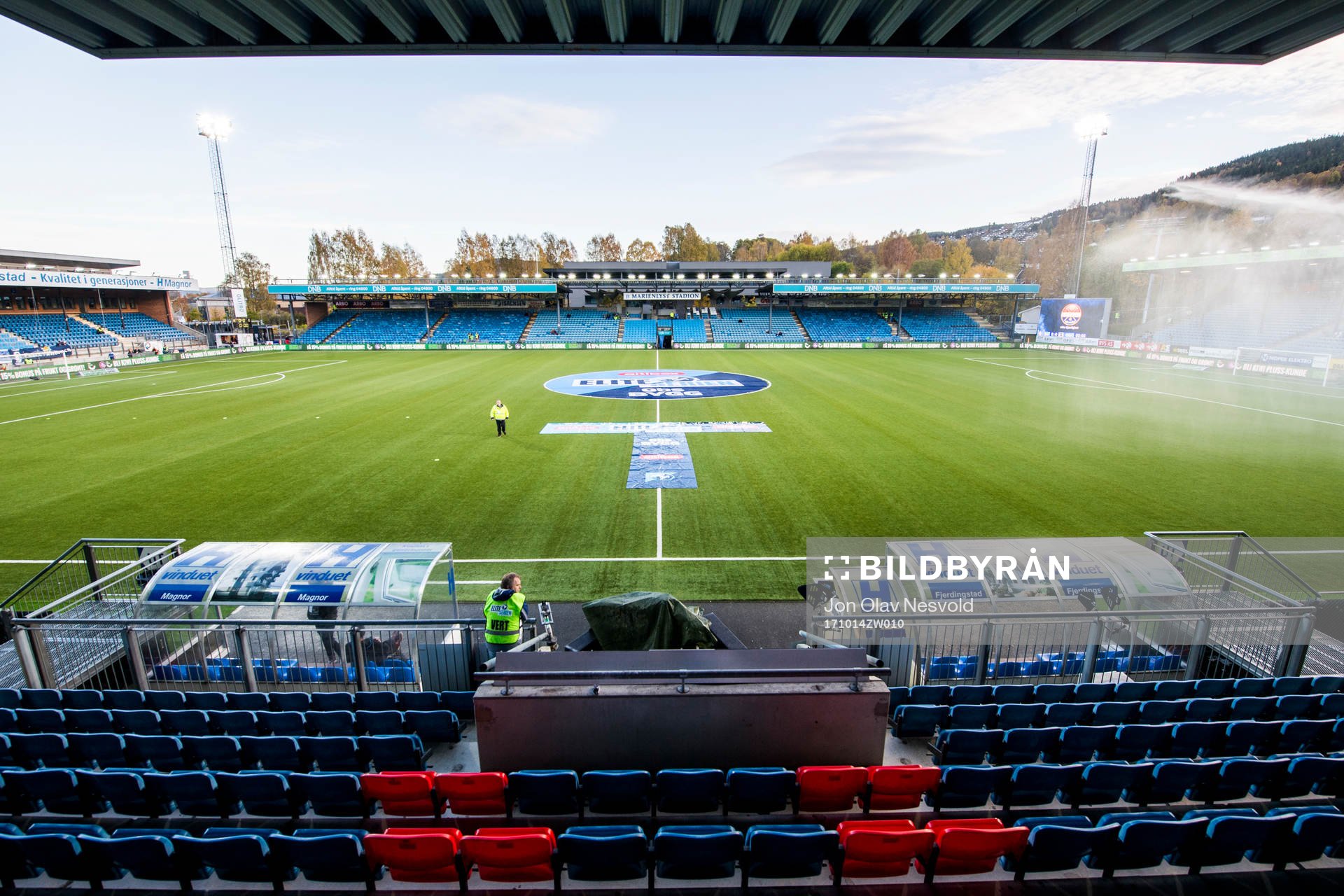 General interior view of Marienlyst stadium ahead of the Eliteserien match between Strømsgodset and Odd on October 14, 2017 in Drammen.