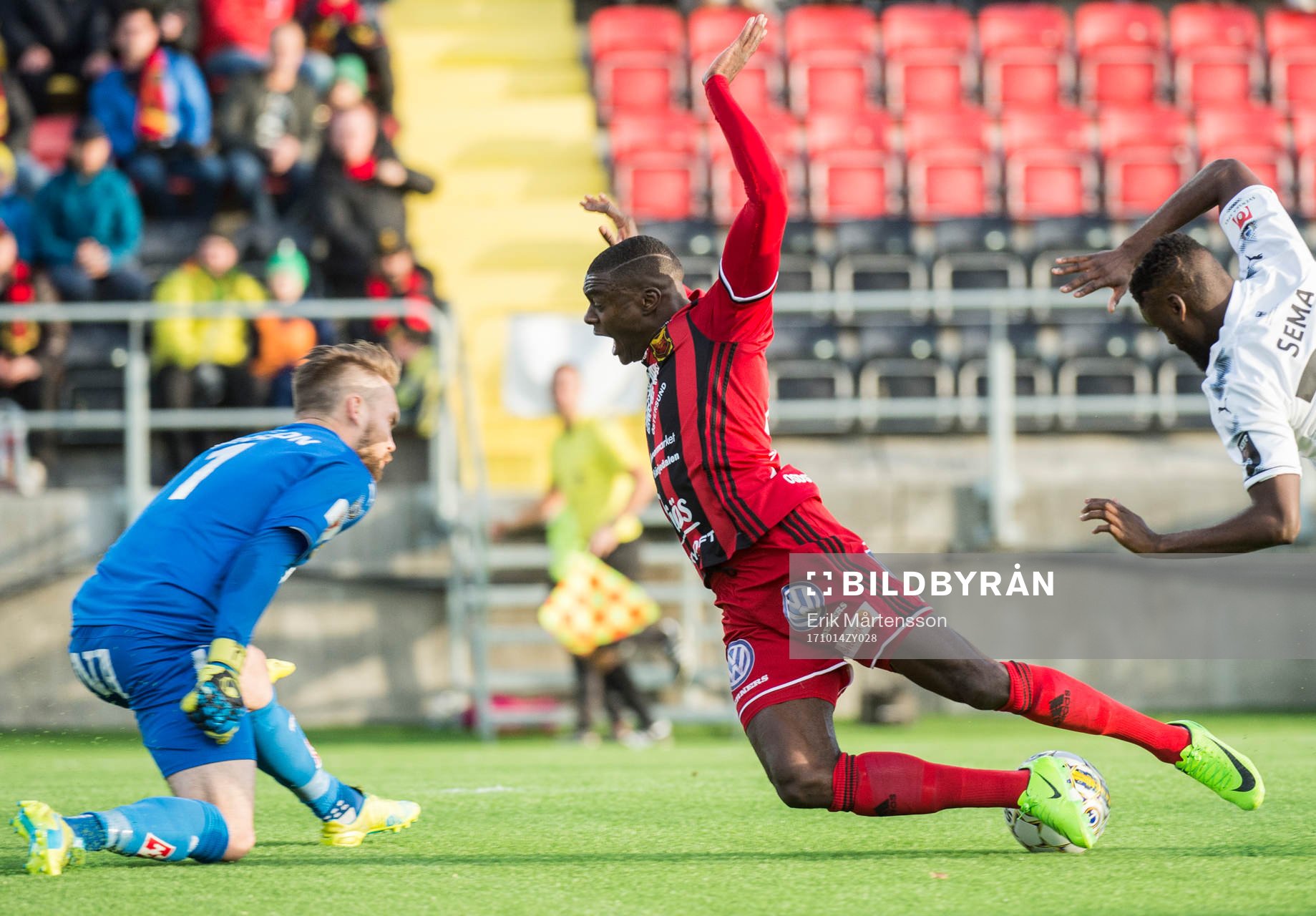 Örebros målvakt Oscar Jansson, Östersunds Ken Sema och
