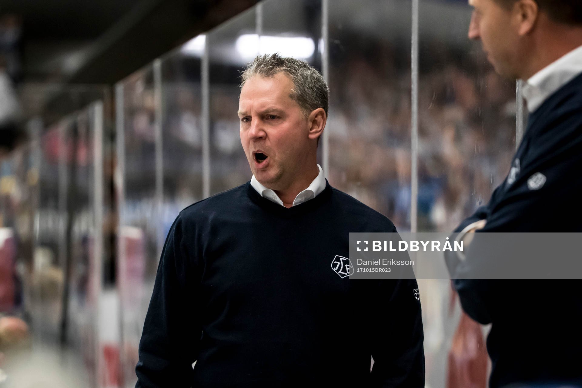 Leksands tränare Jens Nielsen i ishockeymatchen i