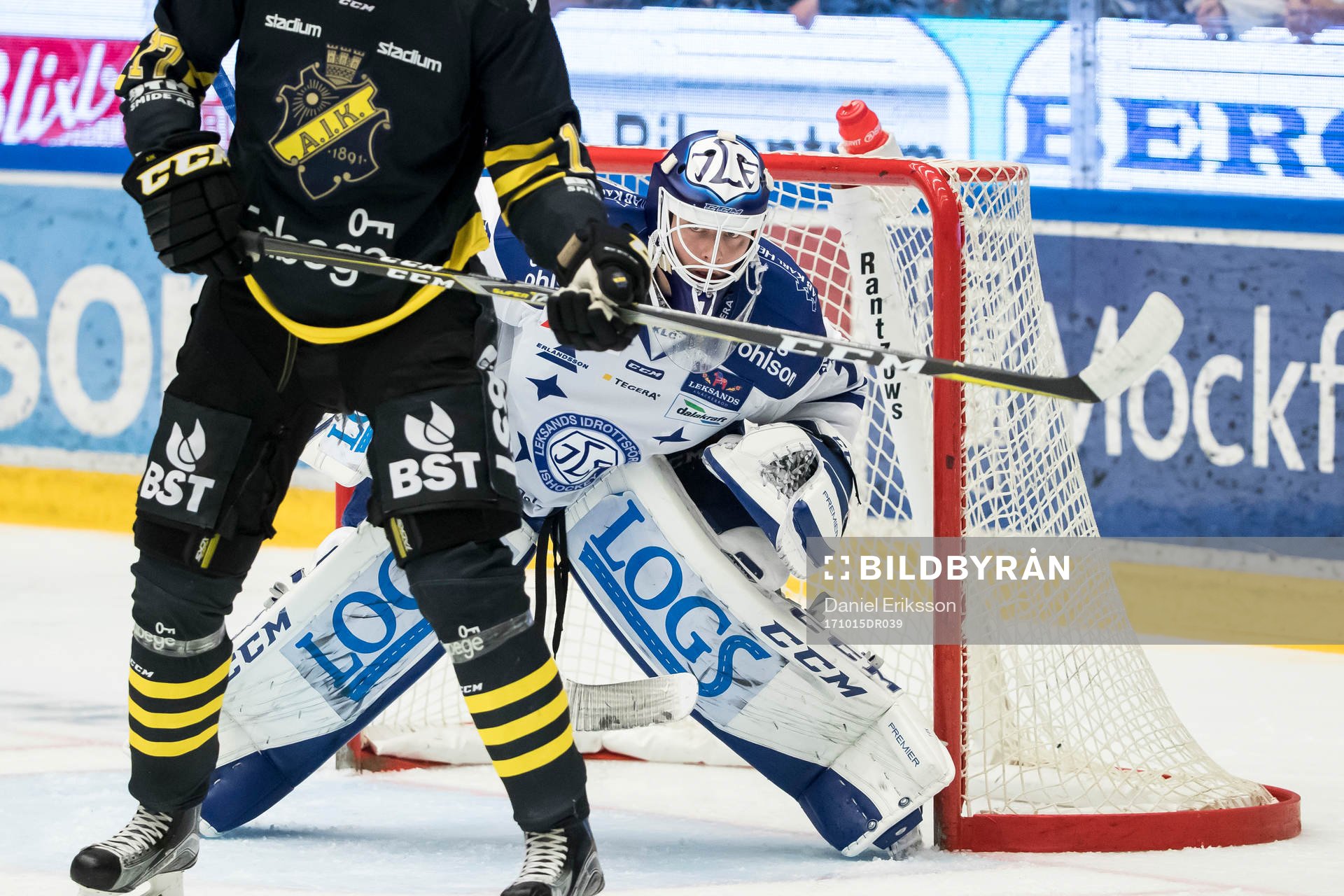 Leksands målvakt Tex Williamsson  i ishockeymatchen i